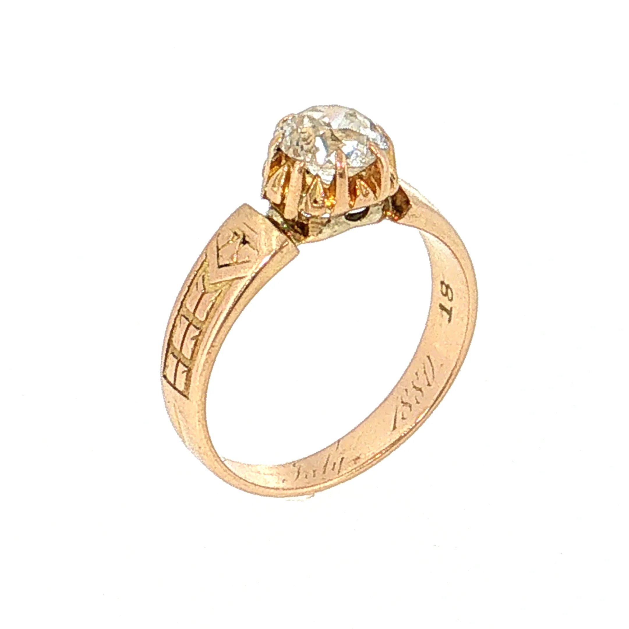 .88 Victorian Old Mine Diamond Engagement Ring 18k - Image 6