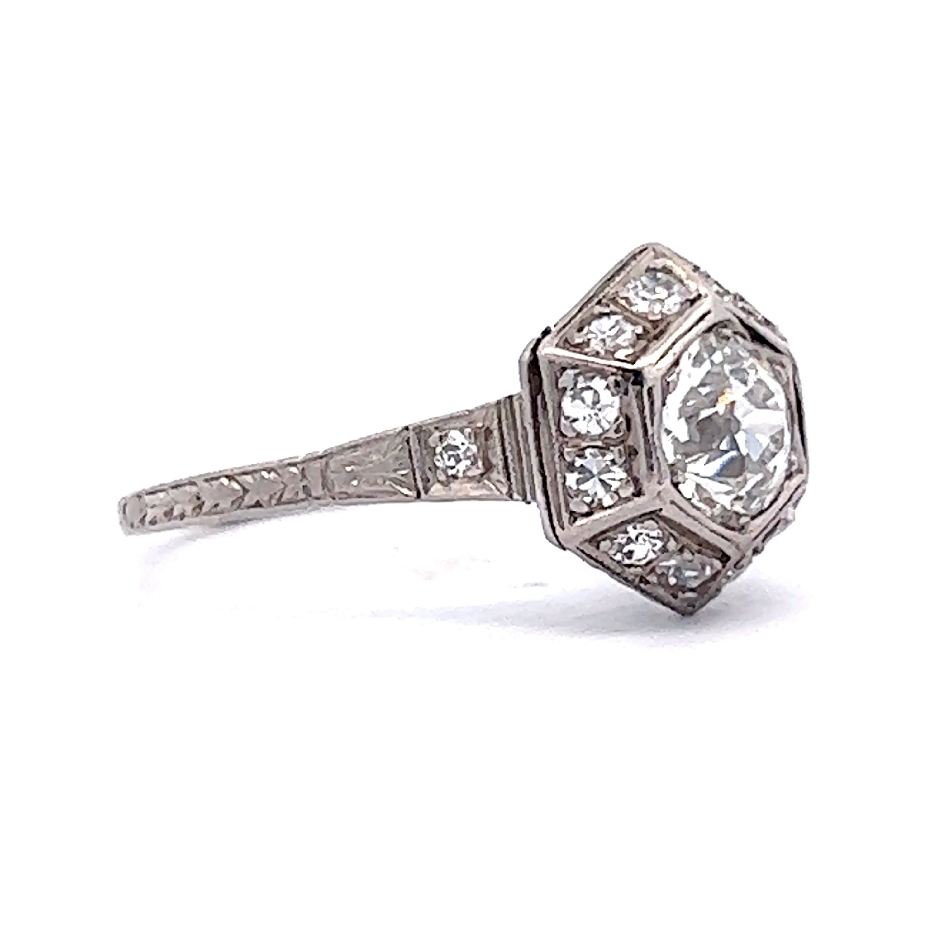.88 Vintage Art Deco Diamond Engagement Ring in Platinum - Image 3