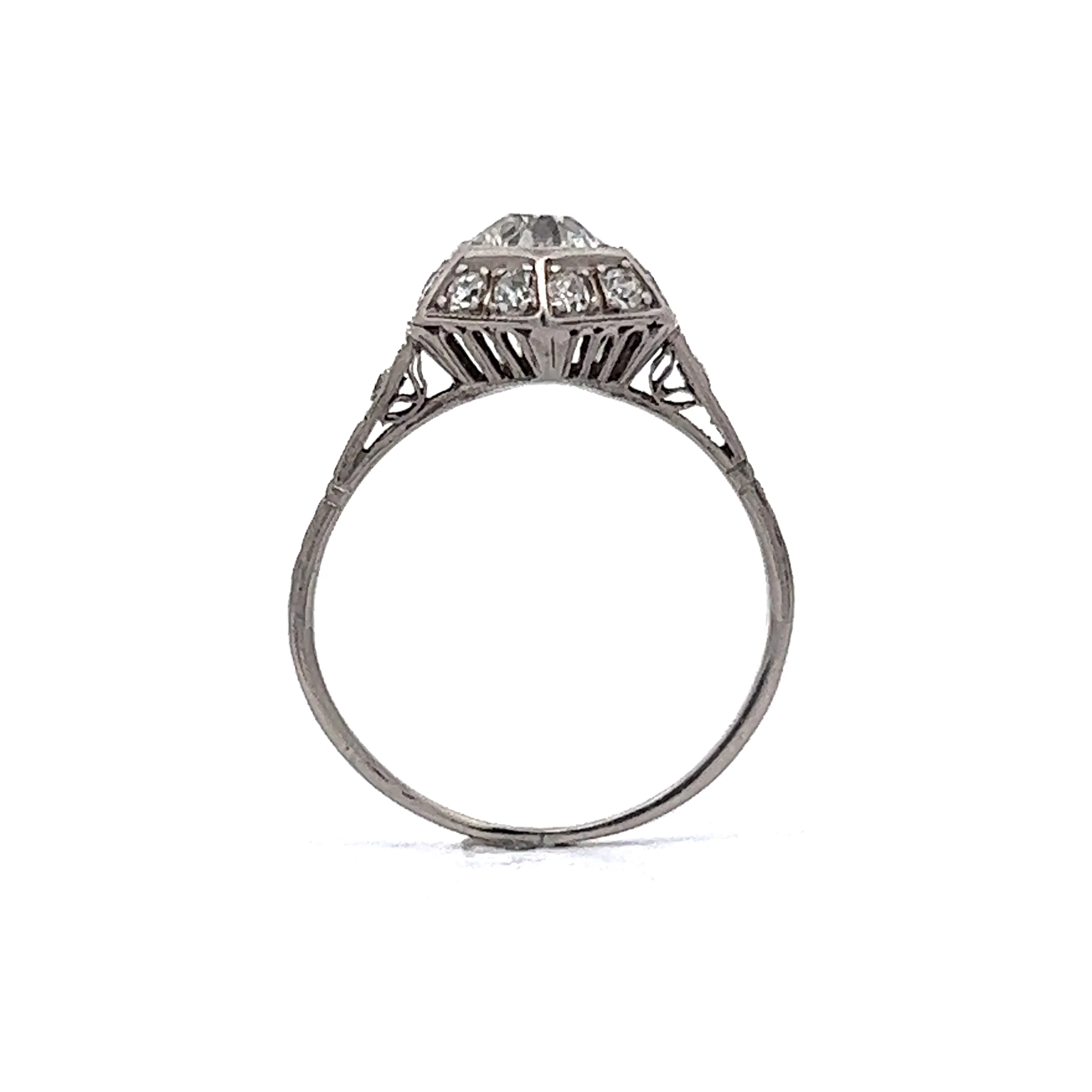 .88 Vintage Art Deco Diamond Engagement Ring in Platinum - Image 4