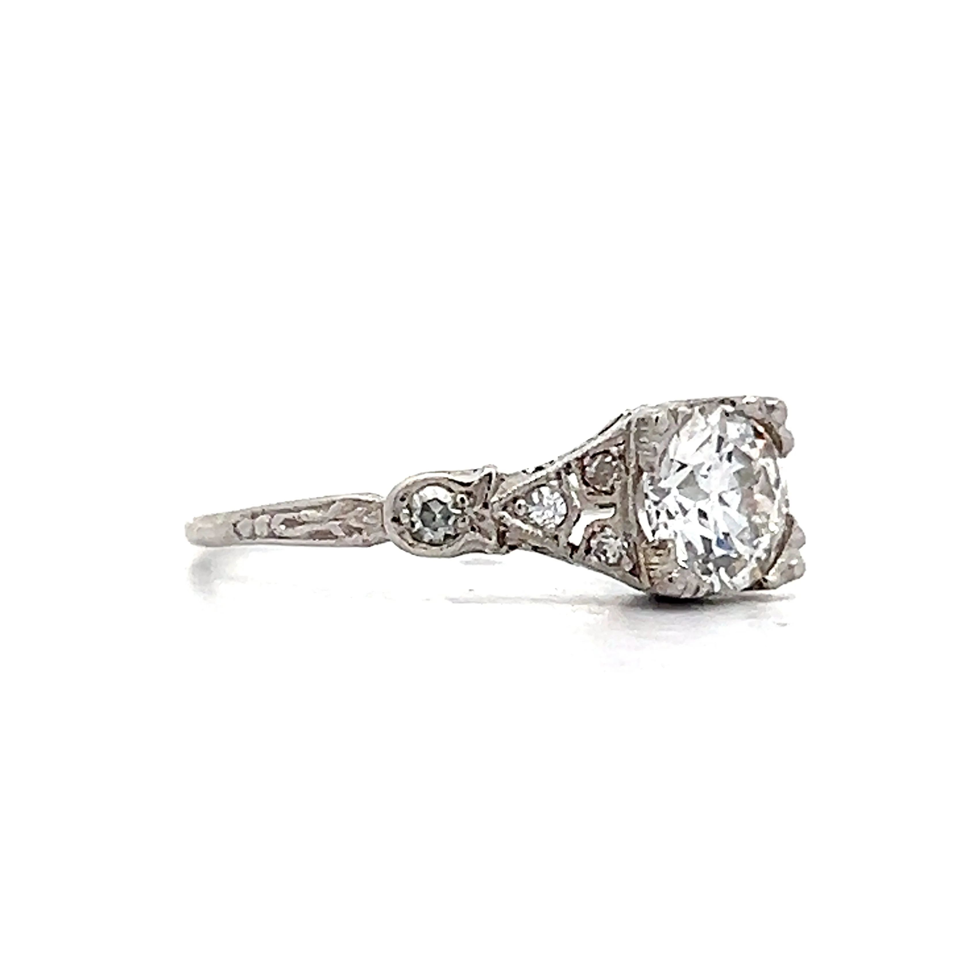 .88 Vintage Old European Diamond Engagement Ring in Platinum - Image 3