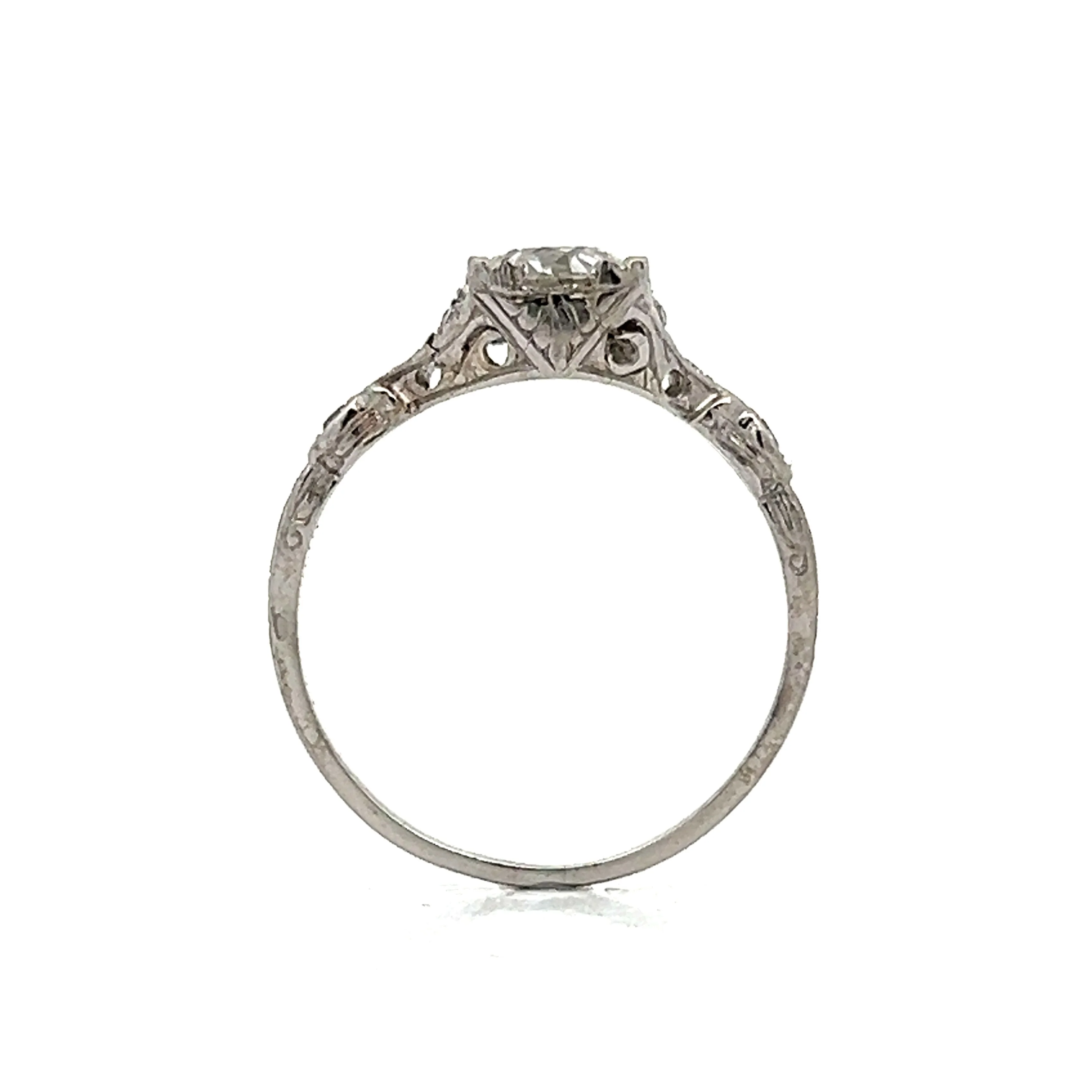 .88 Vintage Old European Diamond Engagement Ring in Platinum - Image 4