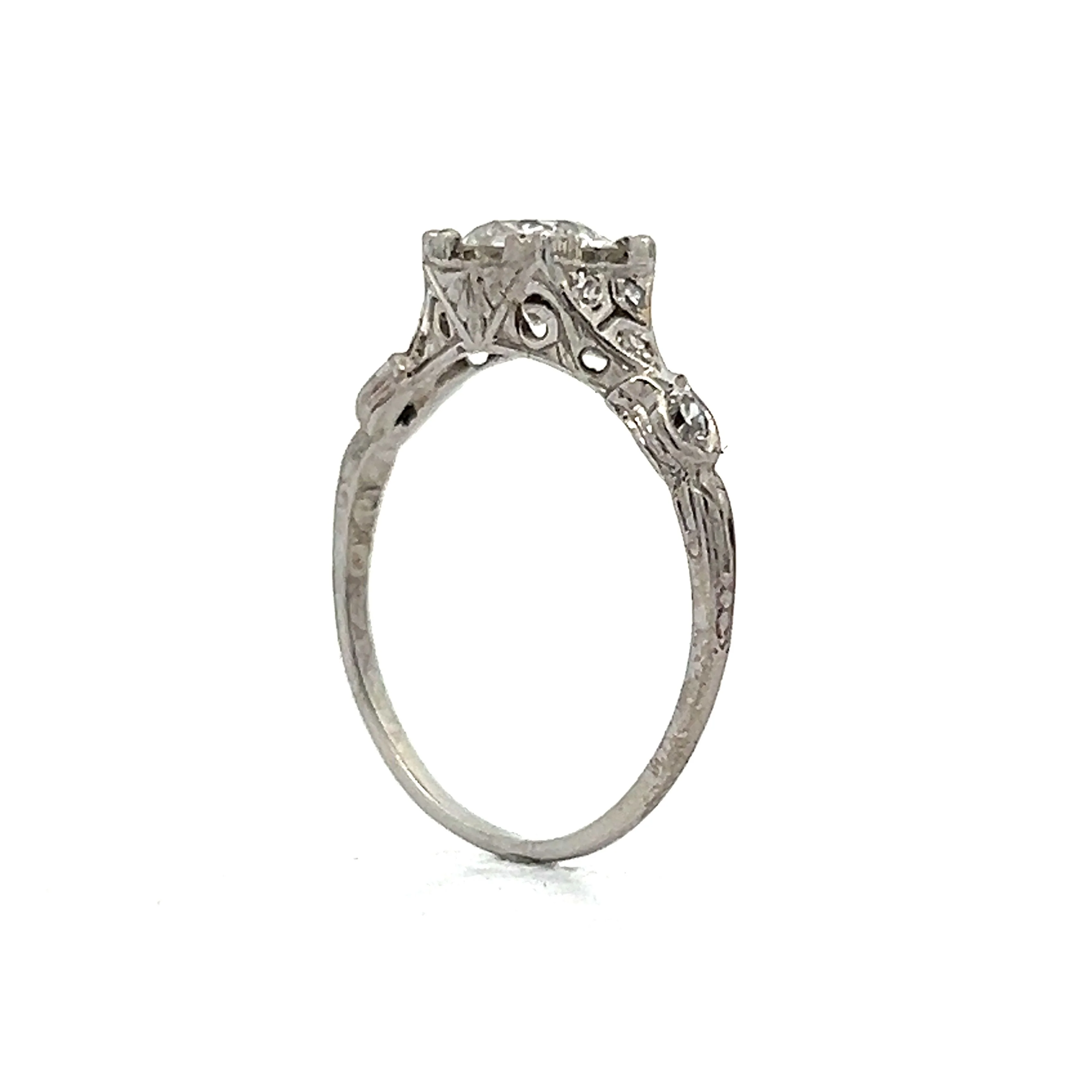 .88 Vintage Old European Diamond Engagement Ring in Platinum - Image 5