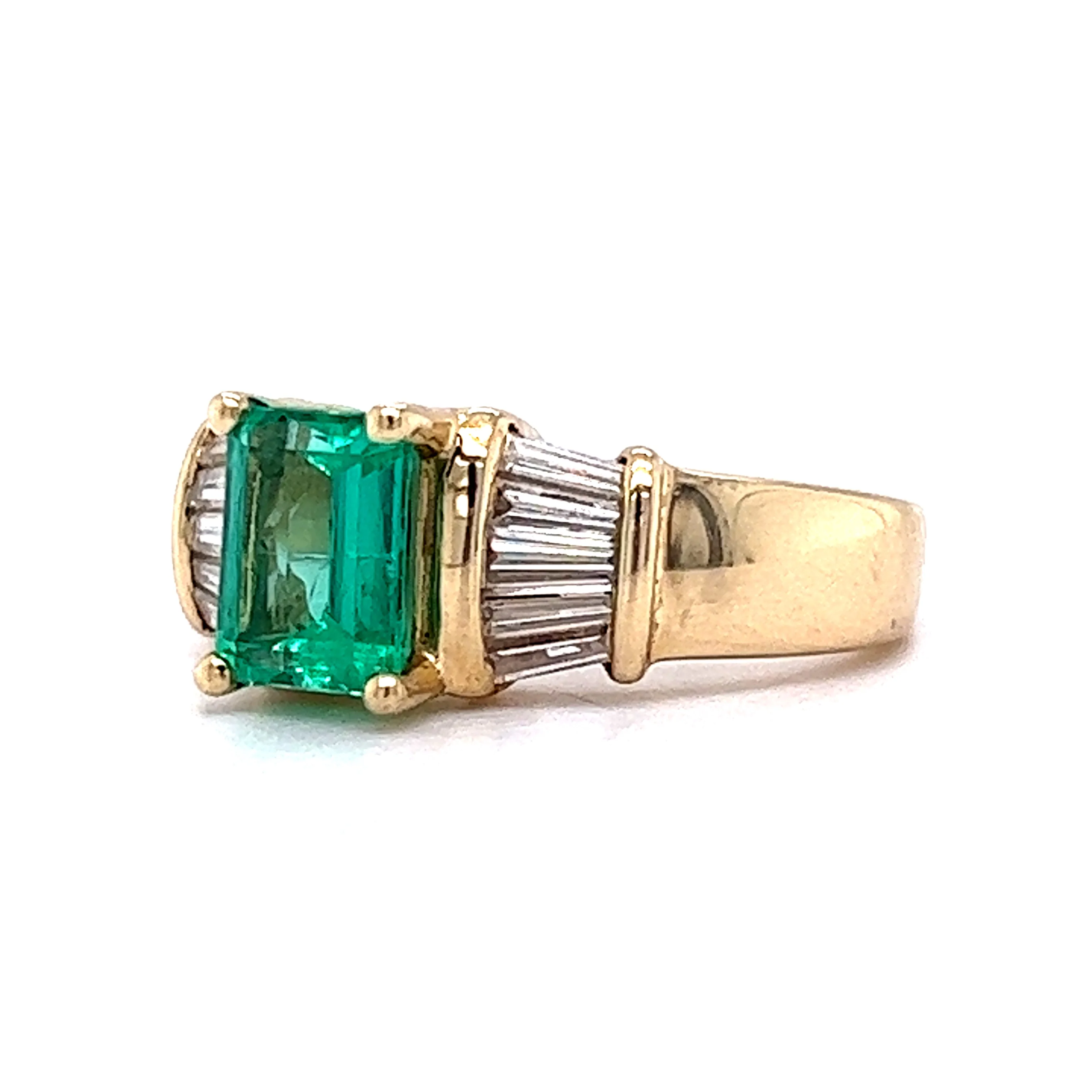 .88 Emerald & Diamond Engagement Ring in 14k Yellow Gold - Image 2
