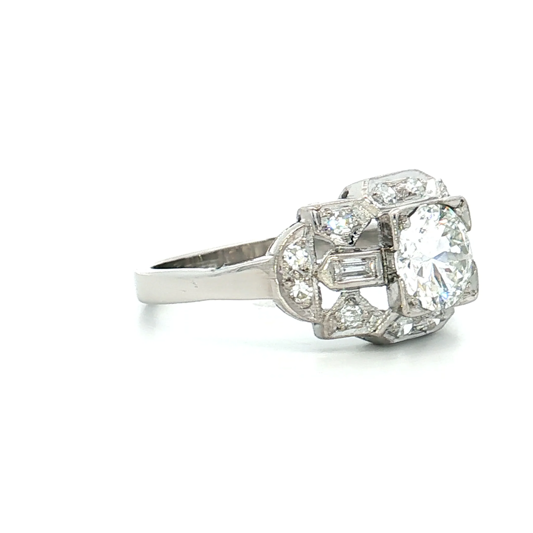 .89 Antique Old European Diamond Engagement Ring Platinum - Image 3