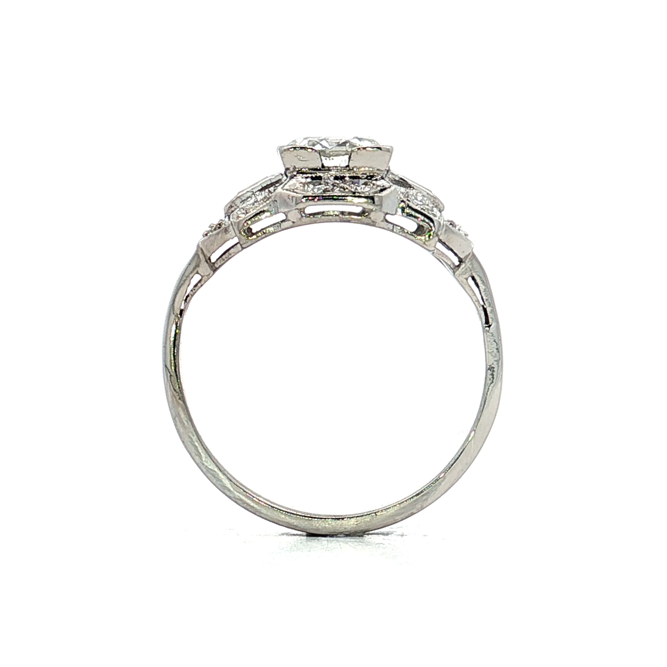 .89 Antique Old European Diamond Engagement Ring Platinum - Image 4