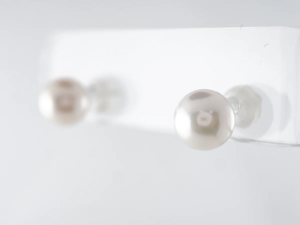 8mm Pearl Earrings in 14k White Gold - Image 3