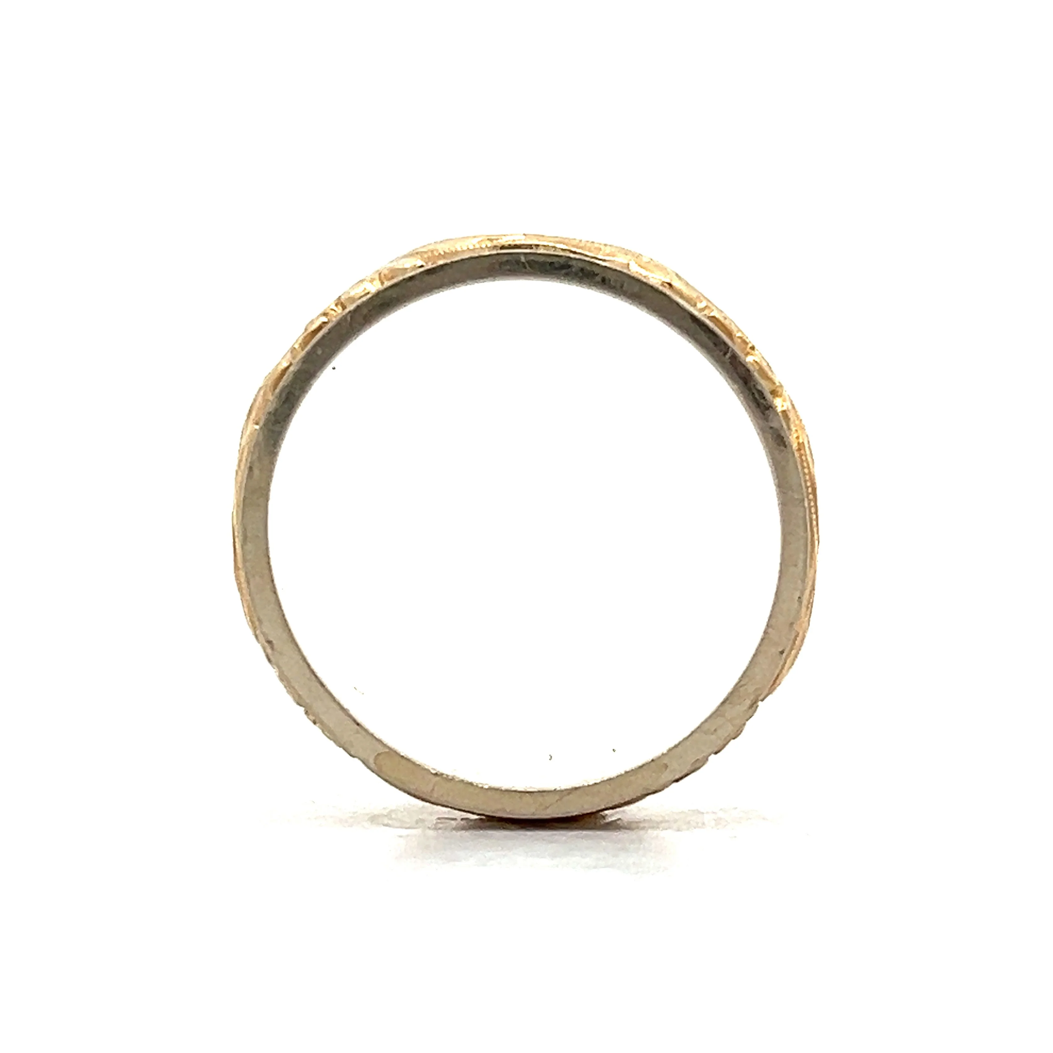 8mm Two-Tone Floral Men's Band in 14k - Image 4