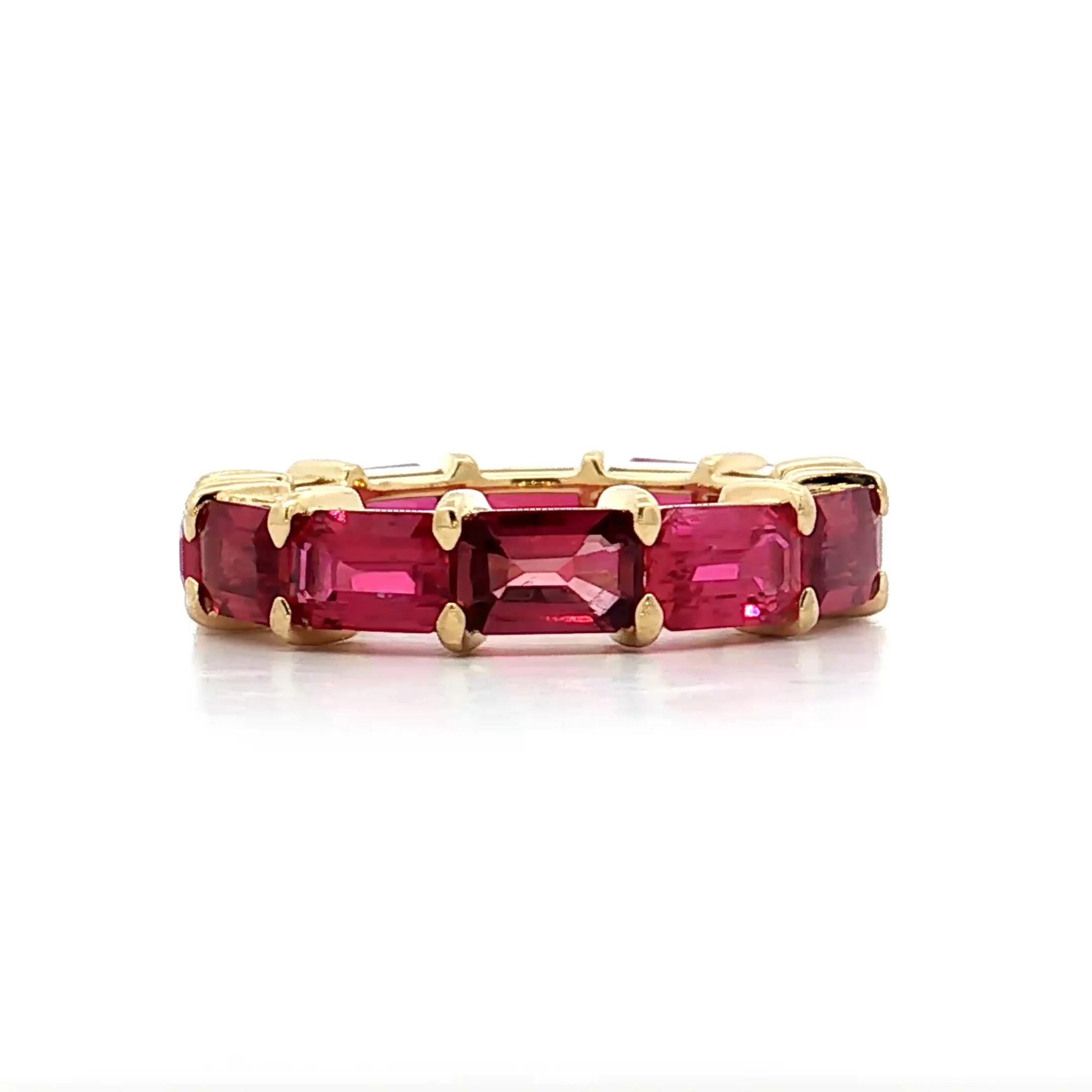 9.20 Emerald Cut Ruby Eternity Band 18k Yellow Gold - Image 4