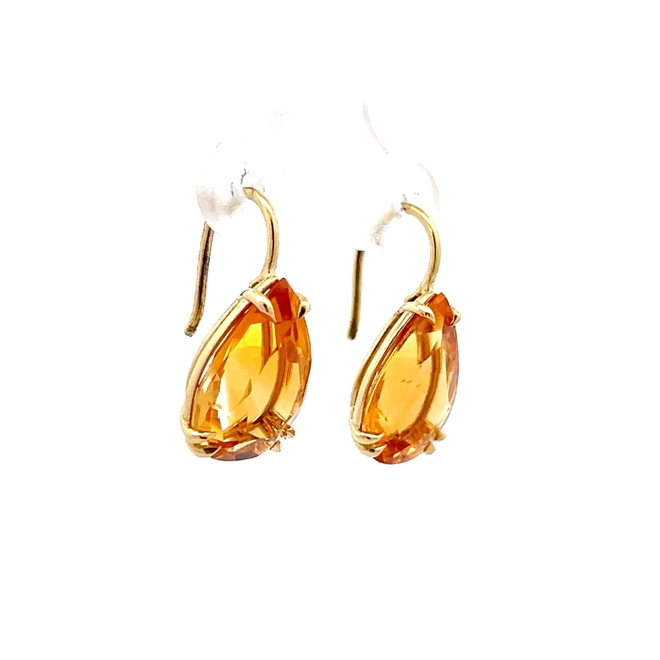 9.22 Pear Citrine Drop Earrings in 14k Yellow Gold - Image 3