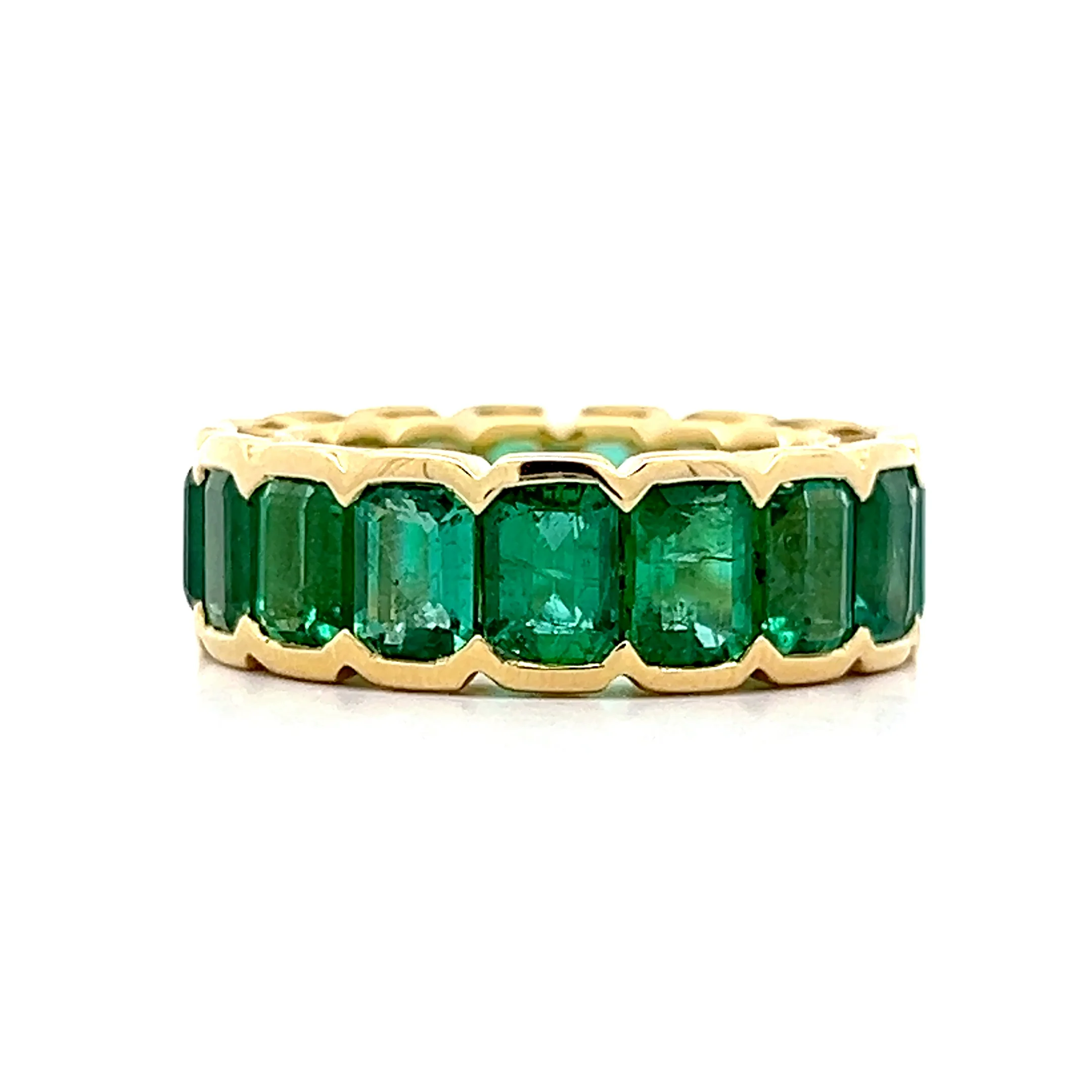 9.80 Emerald Cut Emerald Eternity Band in 18k