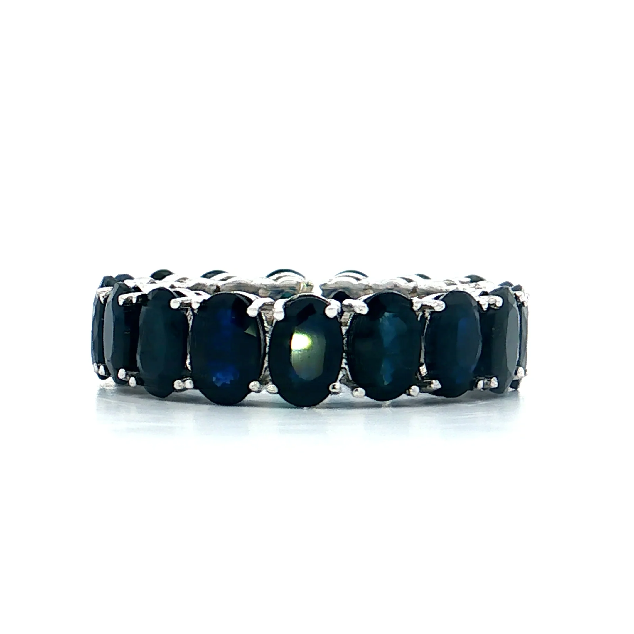 9 Carat Oval Sapphire Eternity Band 14k White Gold - Image 3