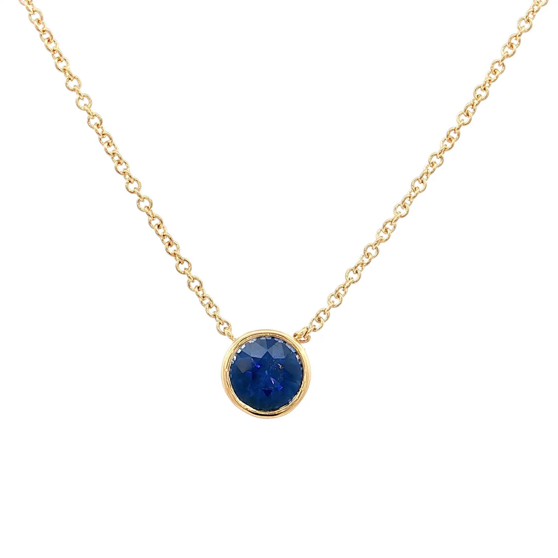 .90 Blue Sapphire Pendant Necklace 18k Yellow Gold