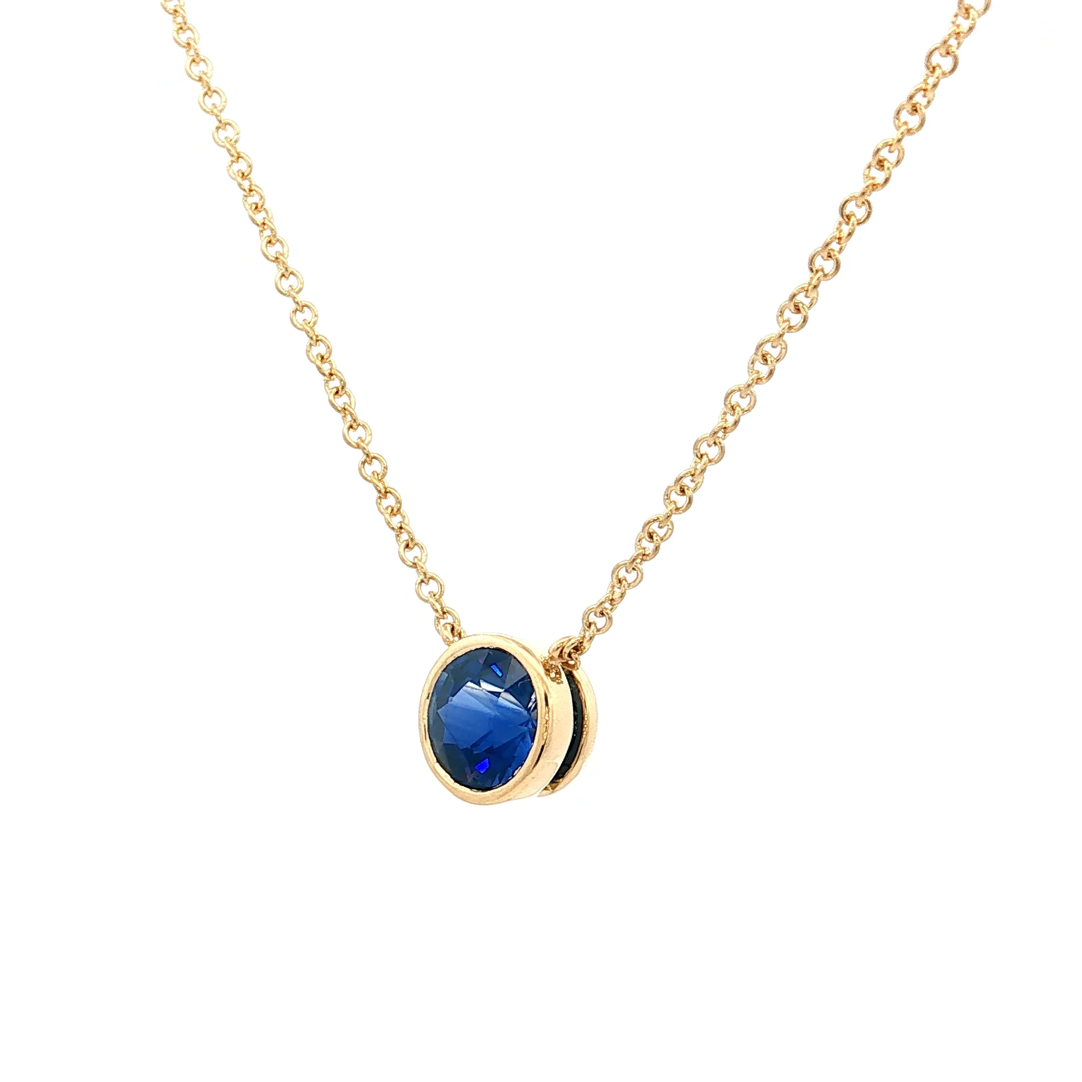 .90 Blue Sapphire Pendant Necklace 18k Yellow Gold - Image 2