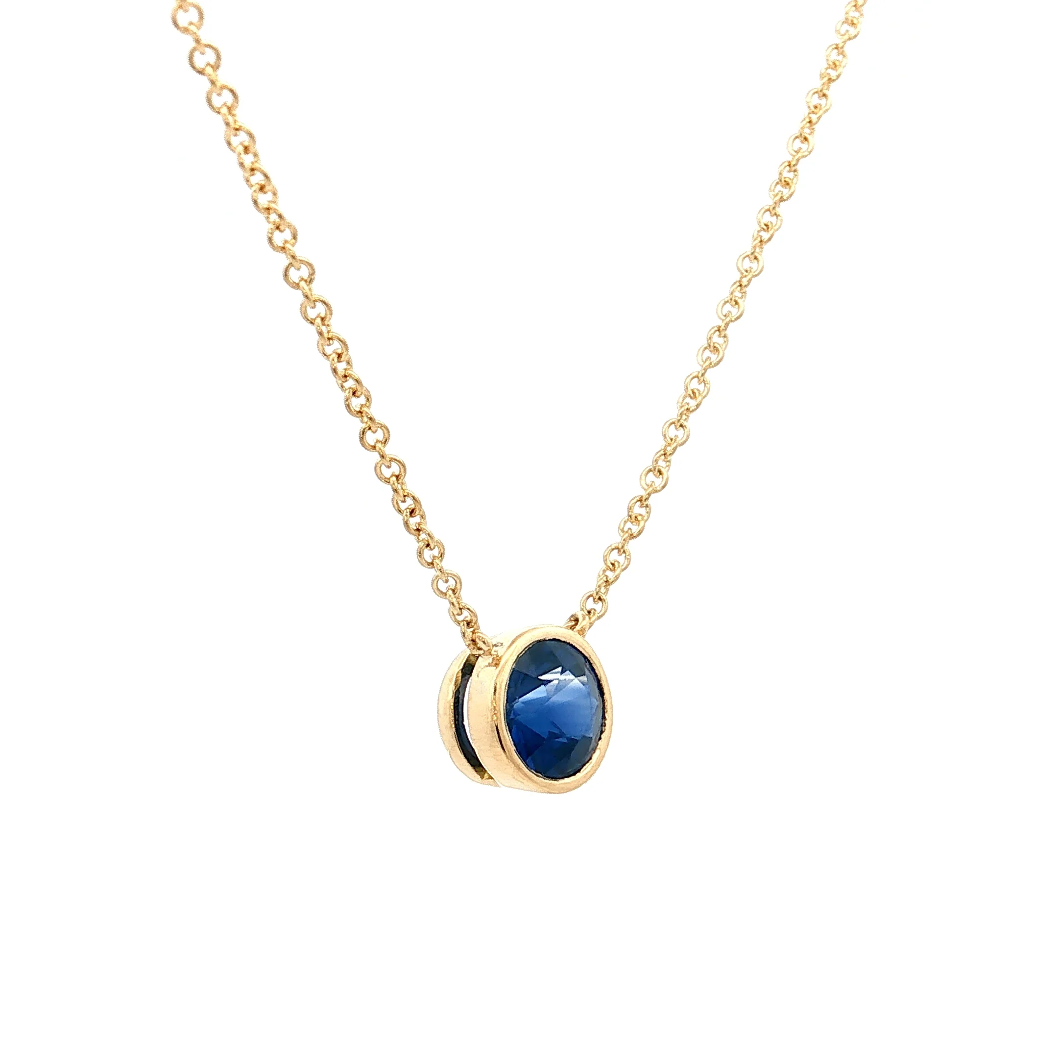 .90 Blue Sapphire Pendant Necklace 18k Yellow Gold - Image 3