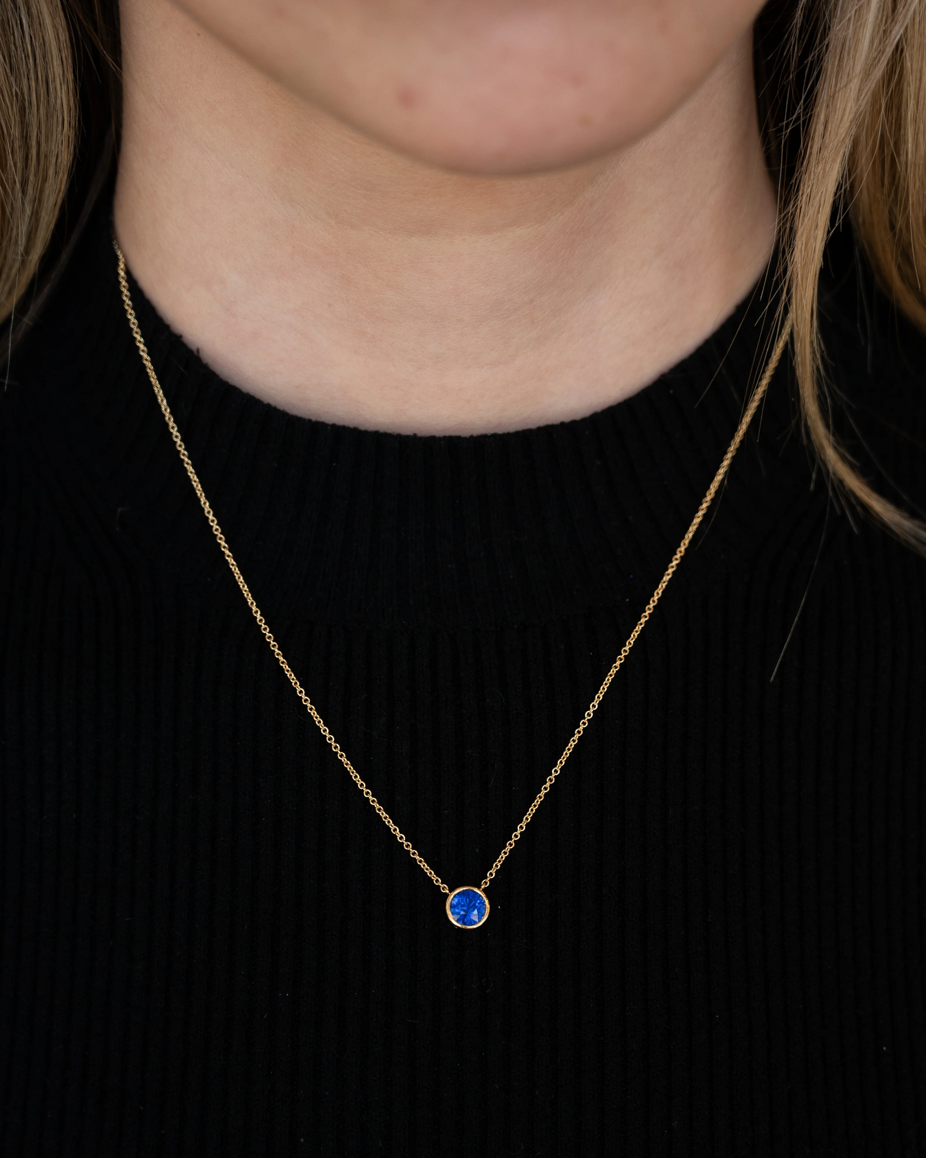 .90 Blue Sapphire Pendant Necklace 18k Yellow Gold - Image 5