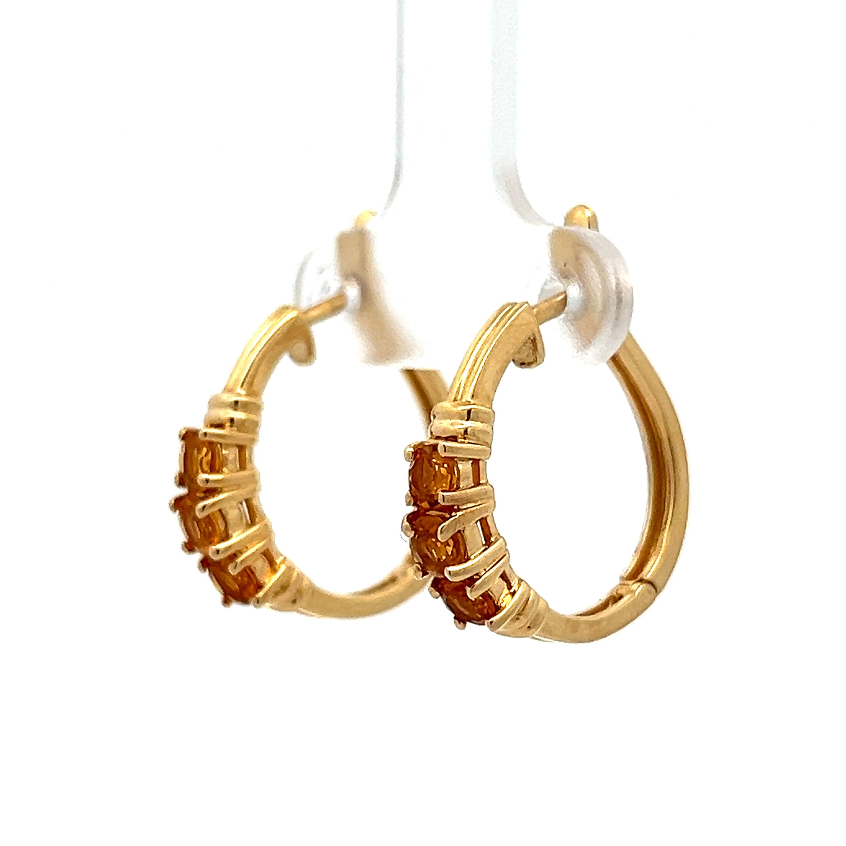 .90 Citrine Hoop Earrings in 14k Yellow Gold - Image 2