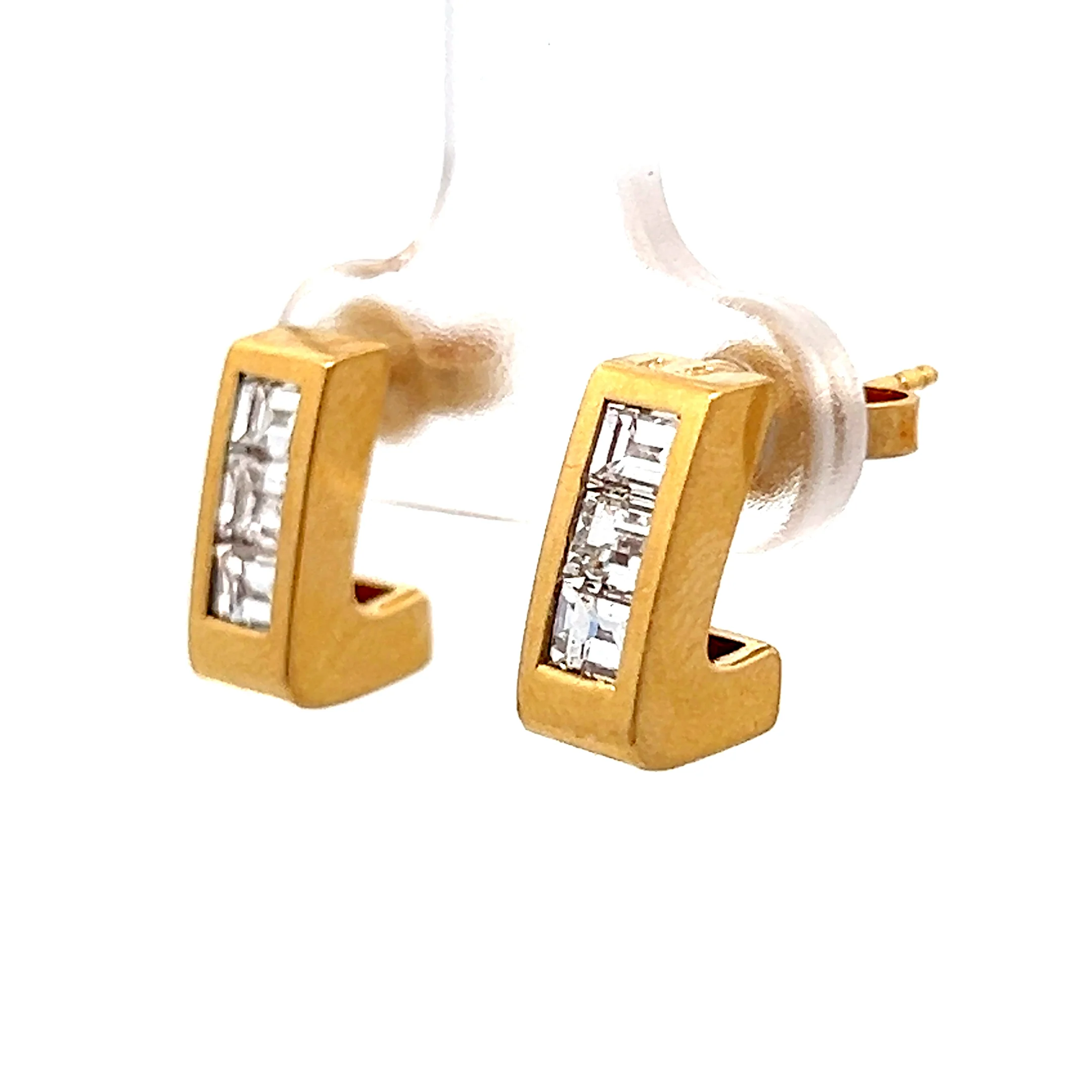 .90 J Hoop Diamond Stud Earrings in 18k Yellow Gold - Image 2