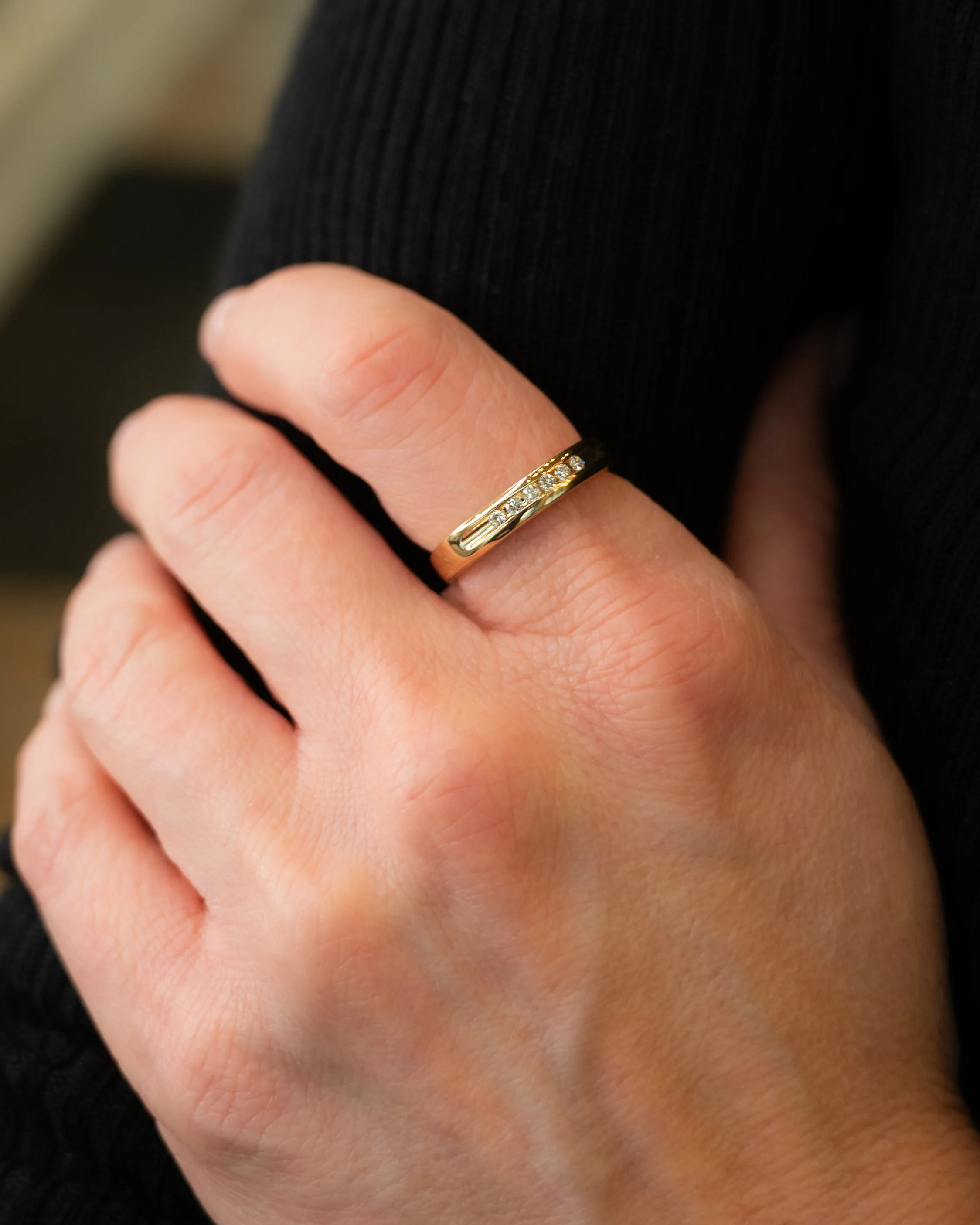 .90 Mens Diamond Wedding Band in 14k Yellow Gold - Image 7
