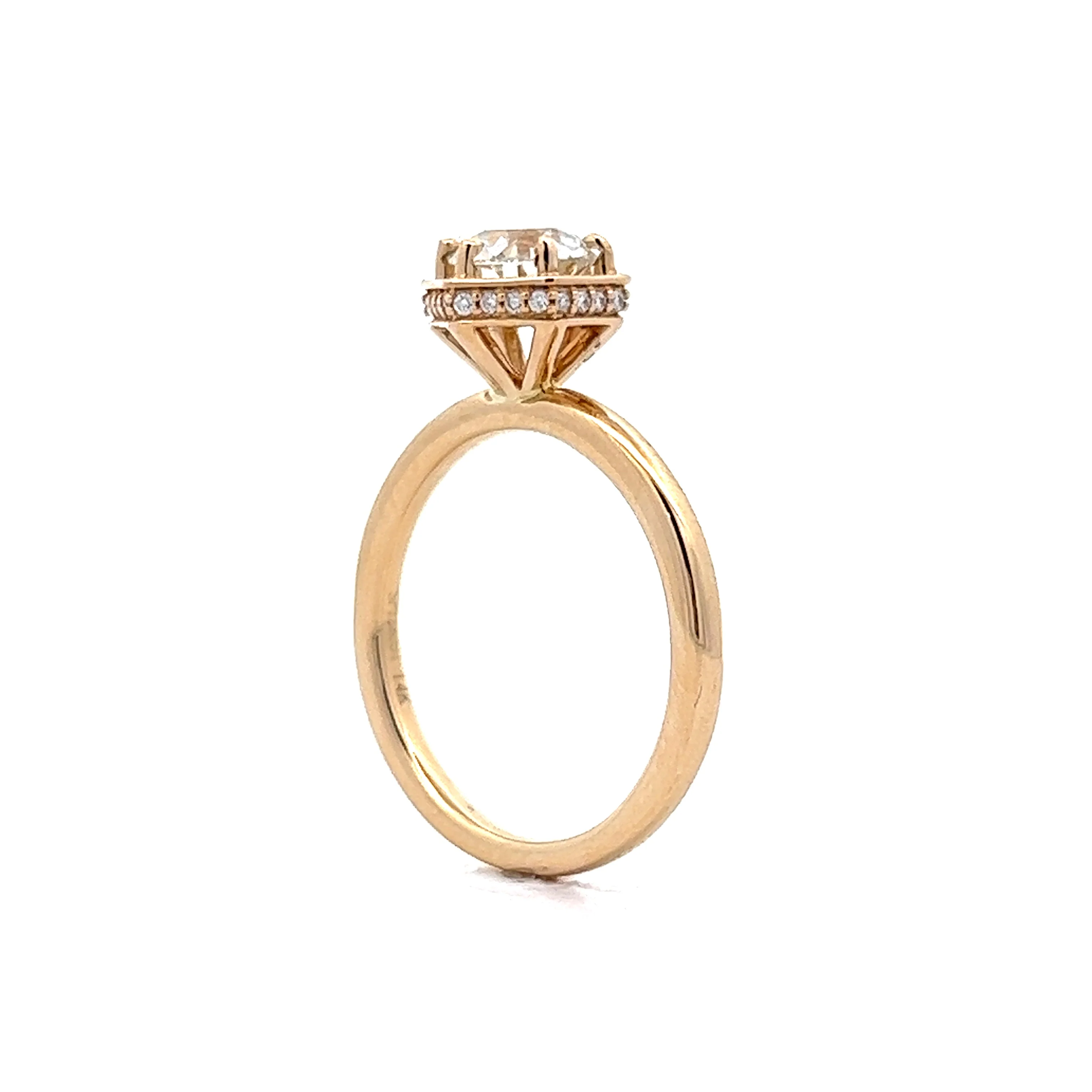 .91 Hidden Halo Diamond Engagement Ring in 14k Yellow Gold - Image 5