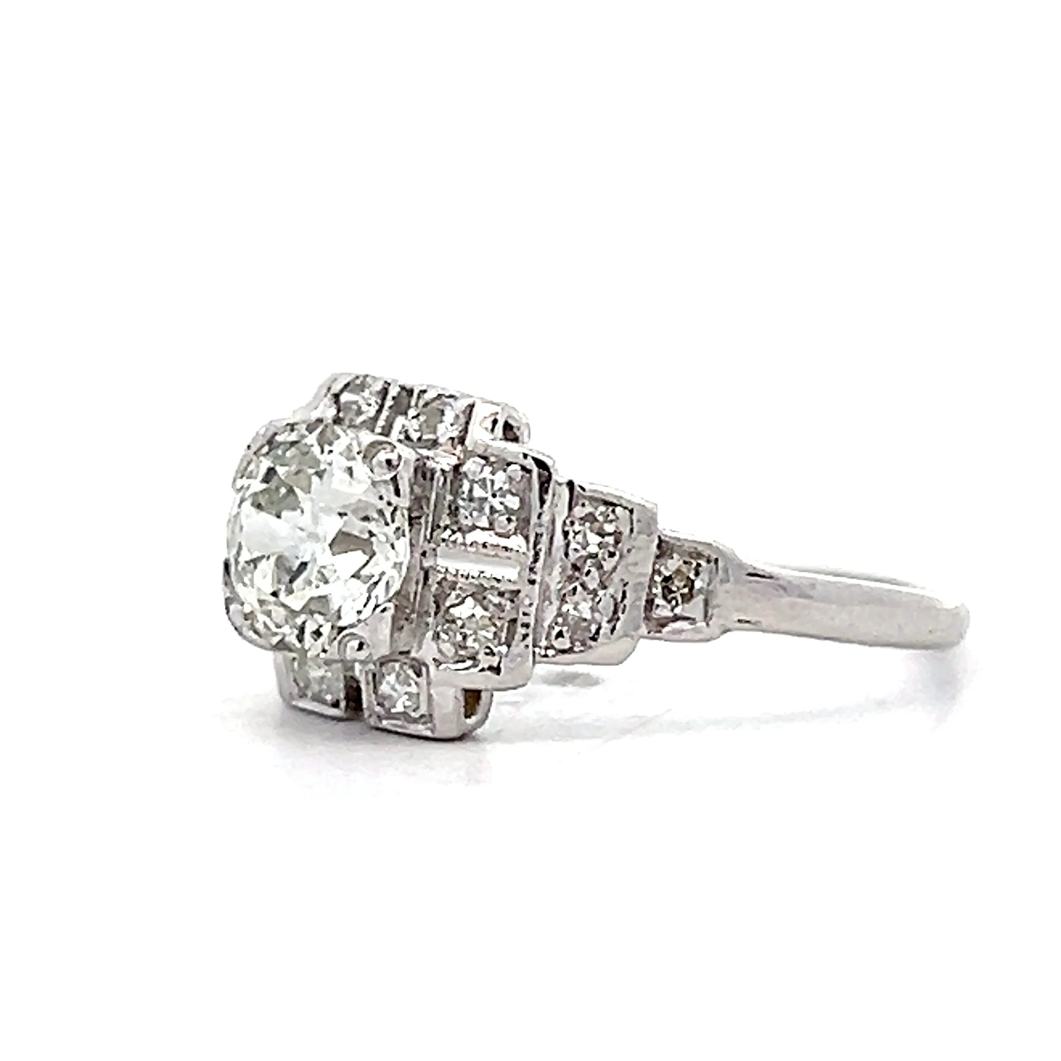.91 Vintage Deco Diamond Engagement Ring in Platinum - Image 2