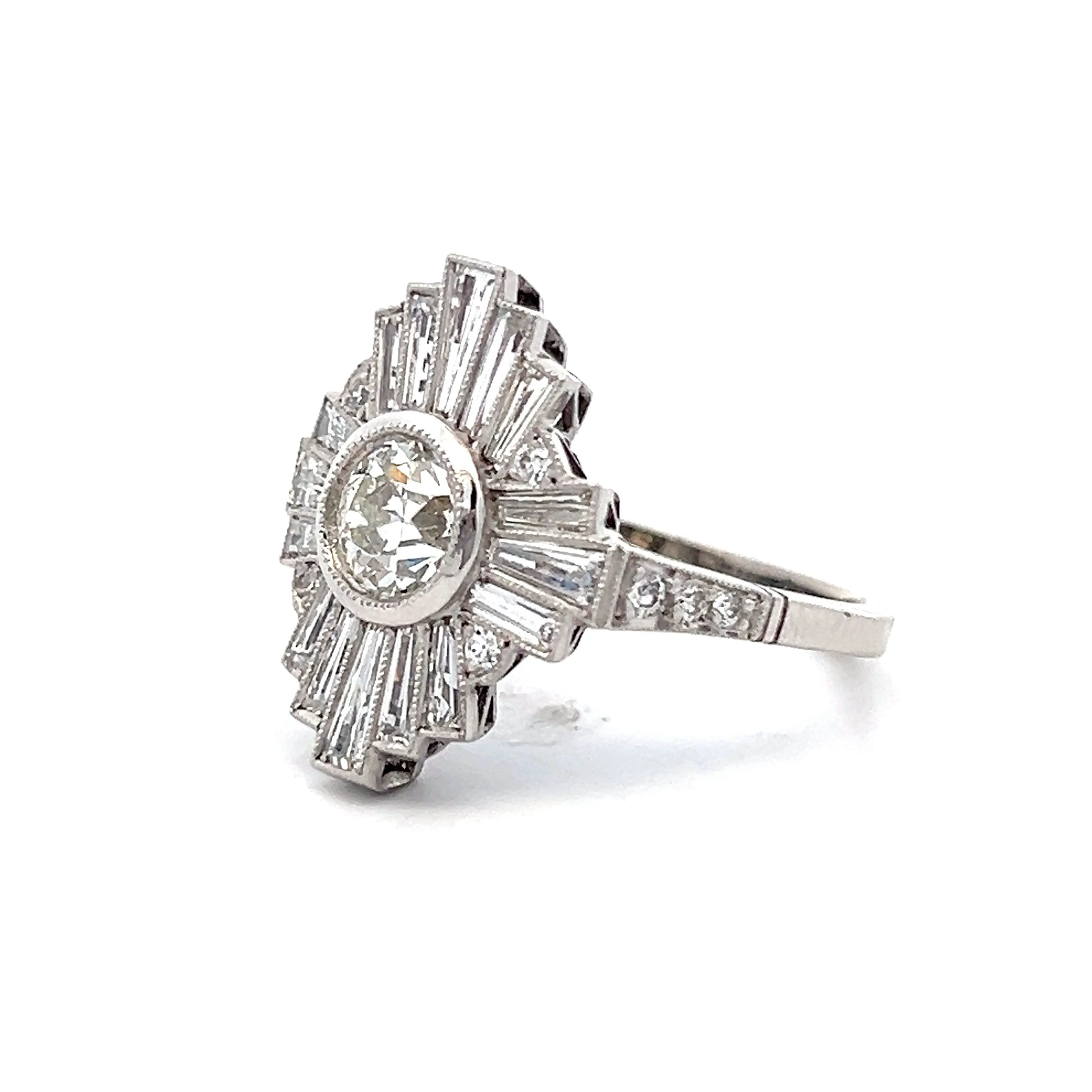 .92 Diamond Ballerina Halo Cocktail Ring in Platinum - Image 2