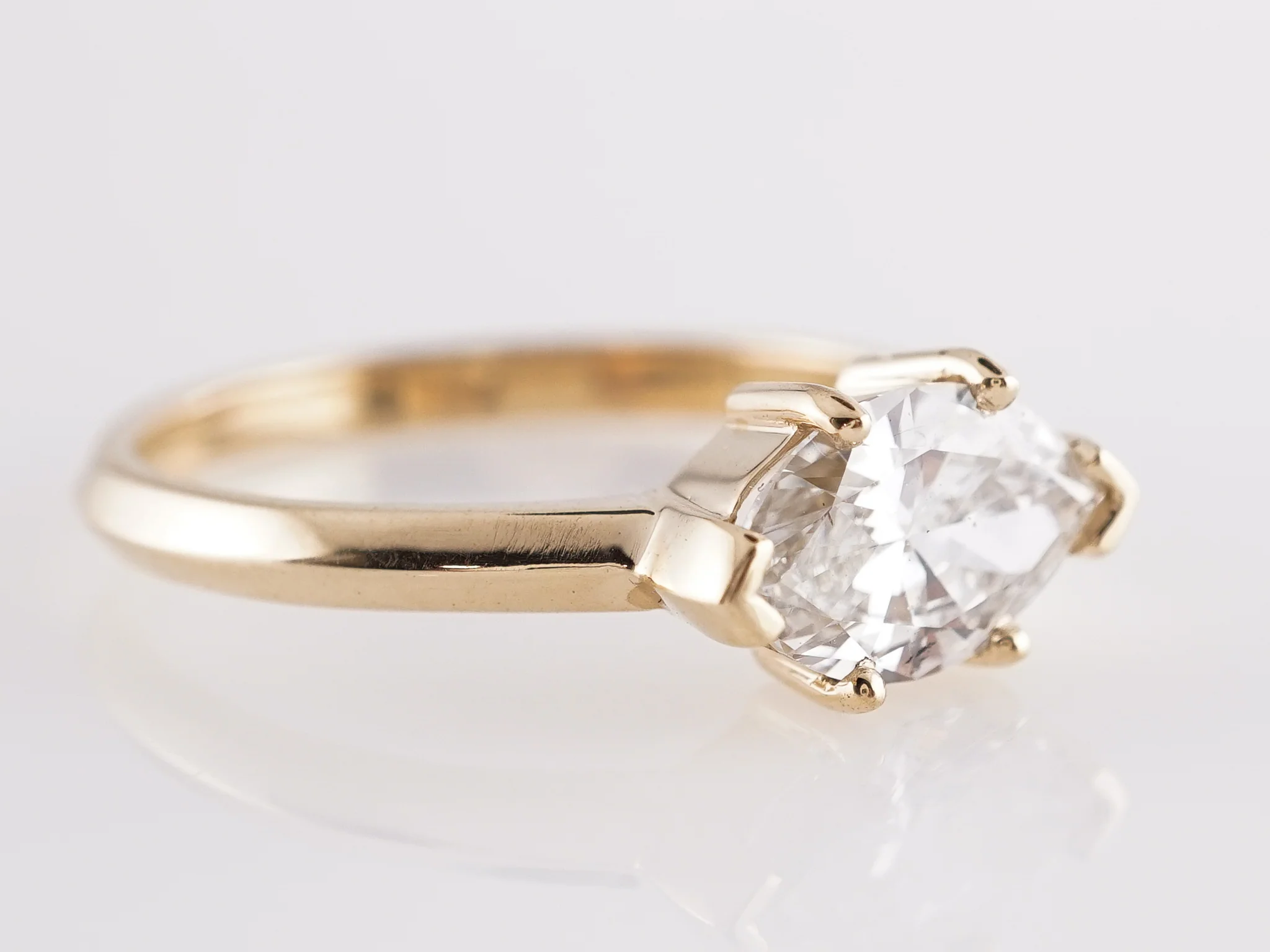 .93 Marquise Cut Diamond Engagement Ring in 14k Yellow Gold - Image 3