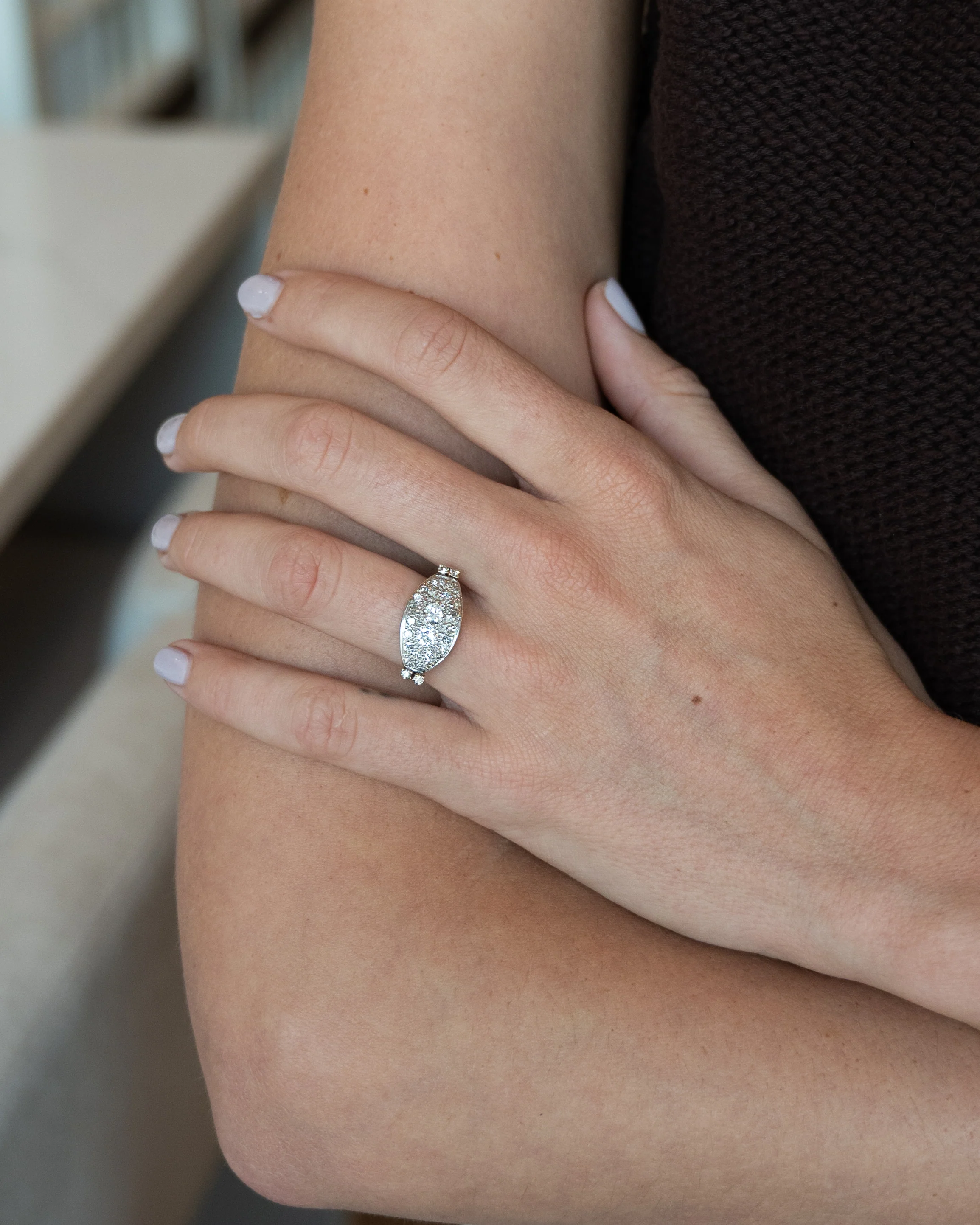 .93 Vintage Retro Diamond Cocktail Ring 14k - Image 7