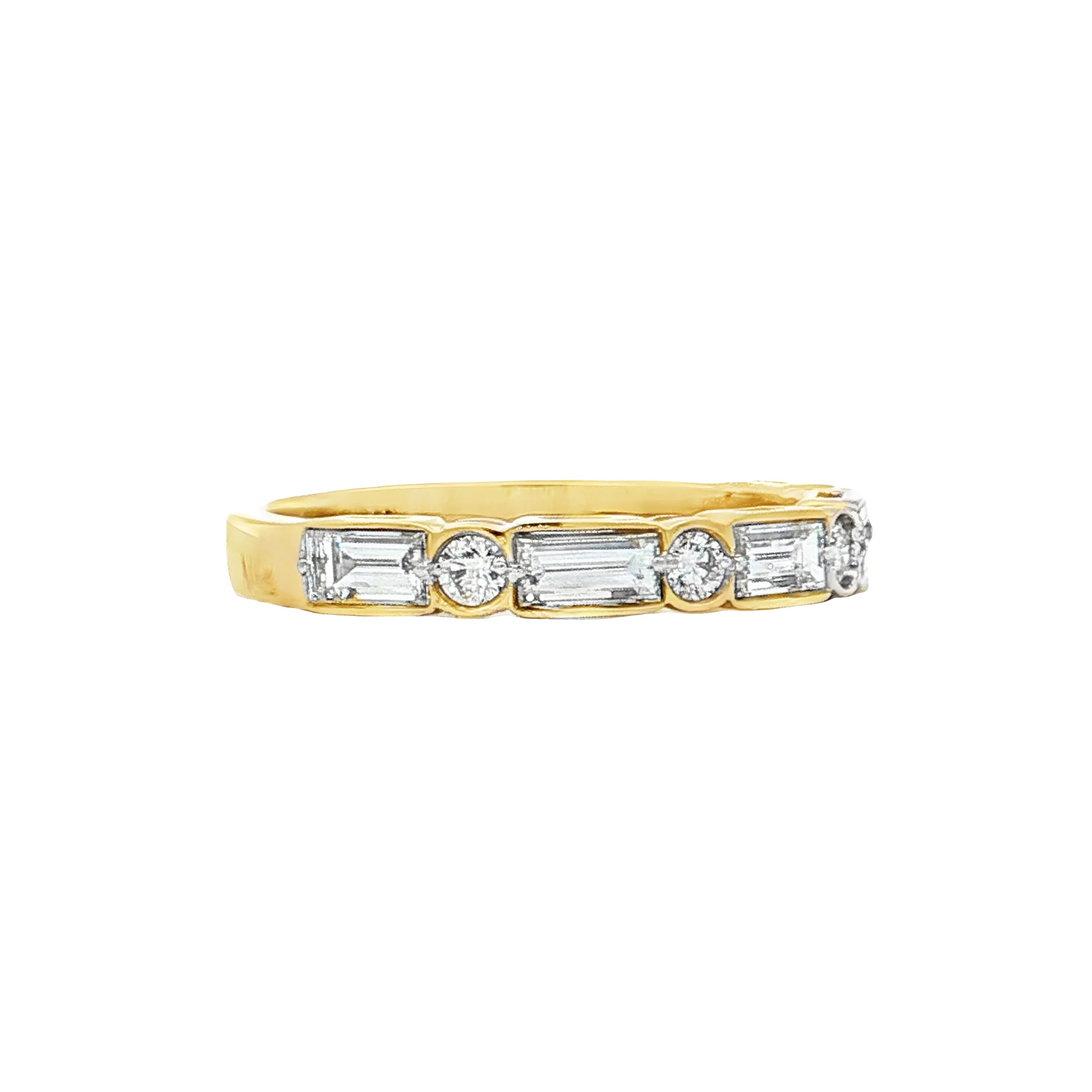 .94 Baguette & Round Diamond Wedding Band 14k - Image 3