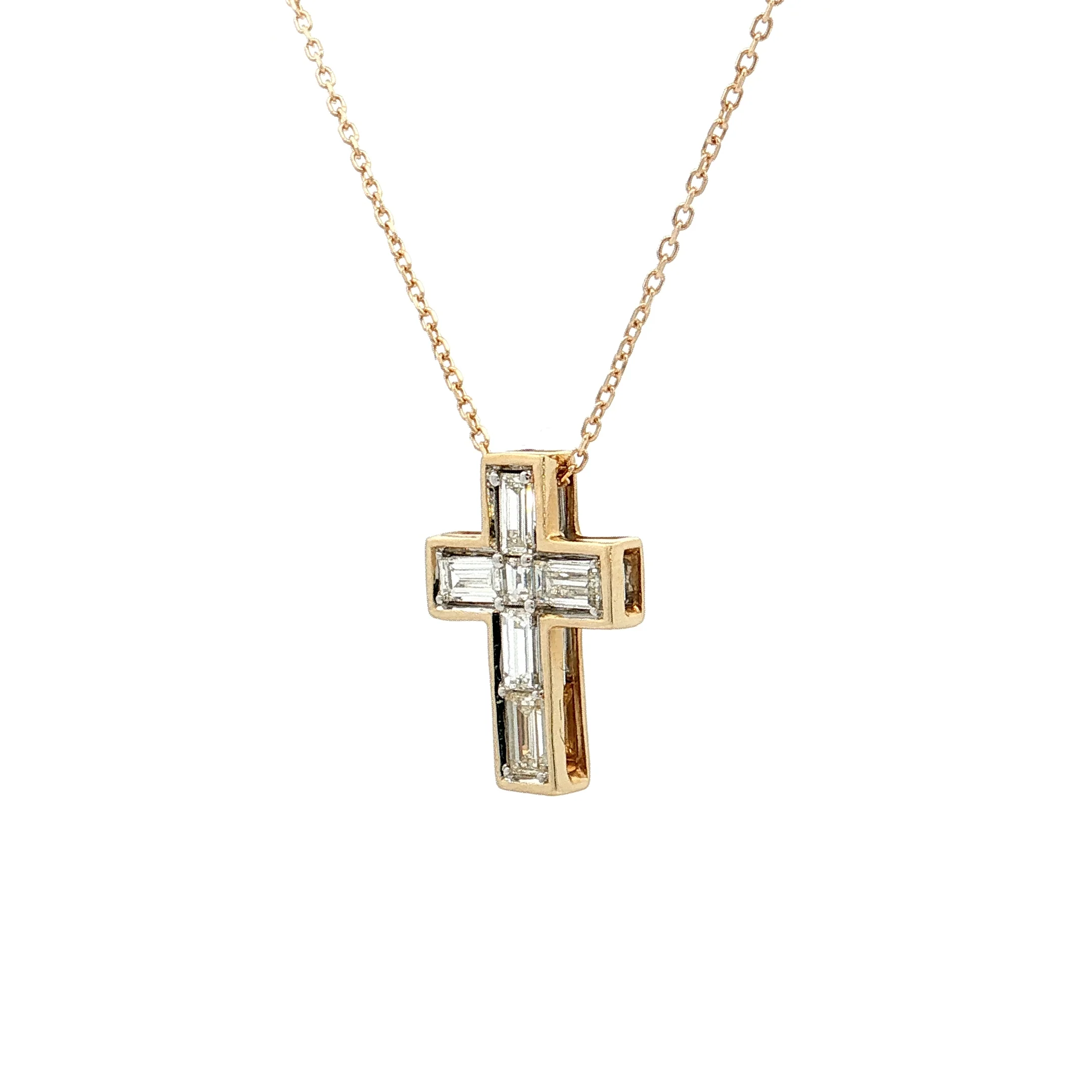 .94 Diamond Cross Pendant 14k Yellow Gold - Image 2