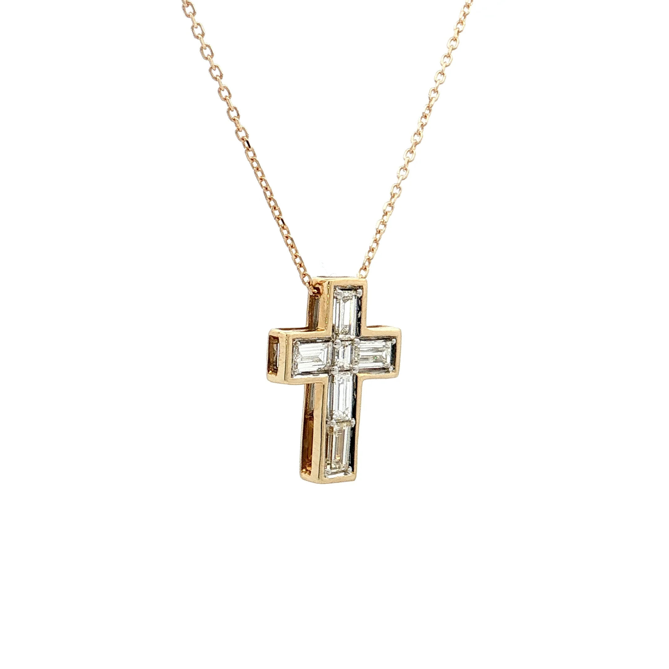 .94 Diamond Cross Pendant 14k Yellow Gold - Image 3