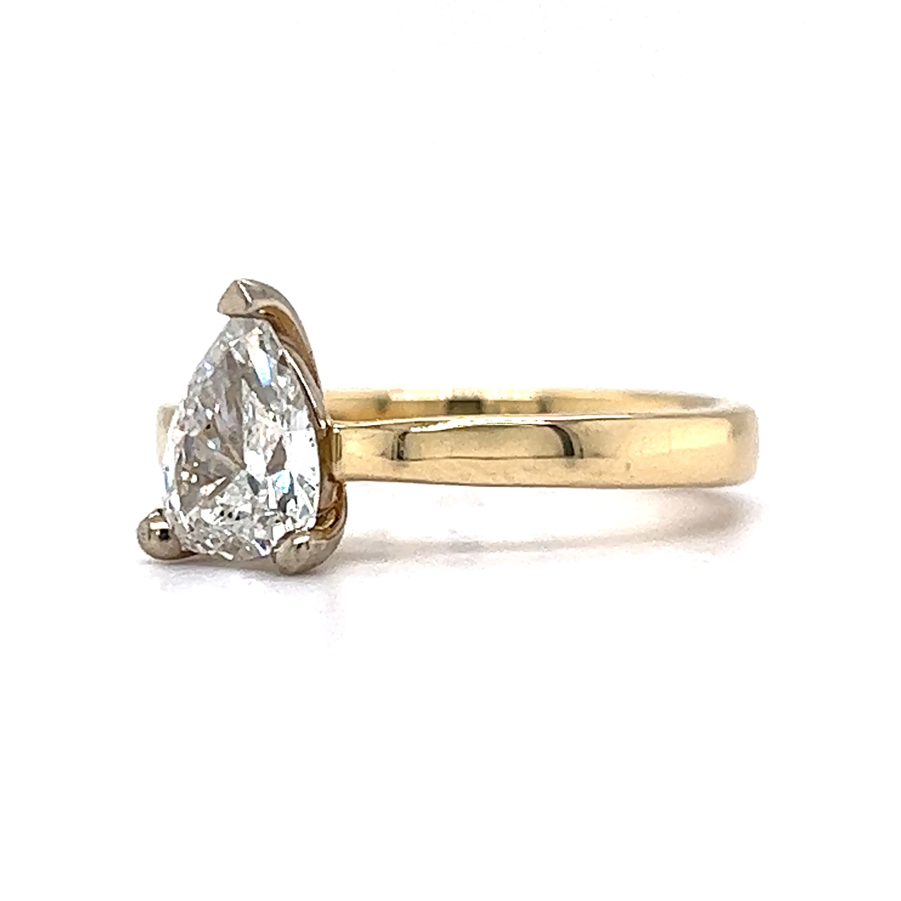 .94 Pear Cut Diamond Solitaire Engagement Ring in 14K Yellow Gold - Image 2