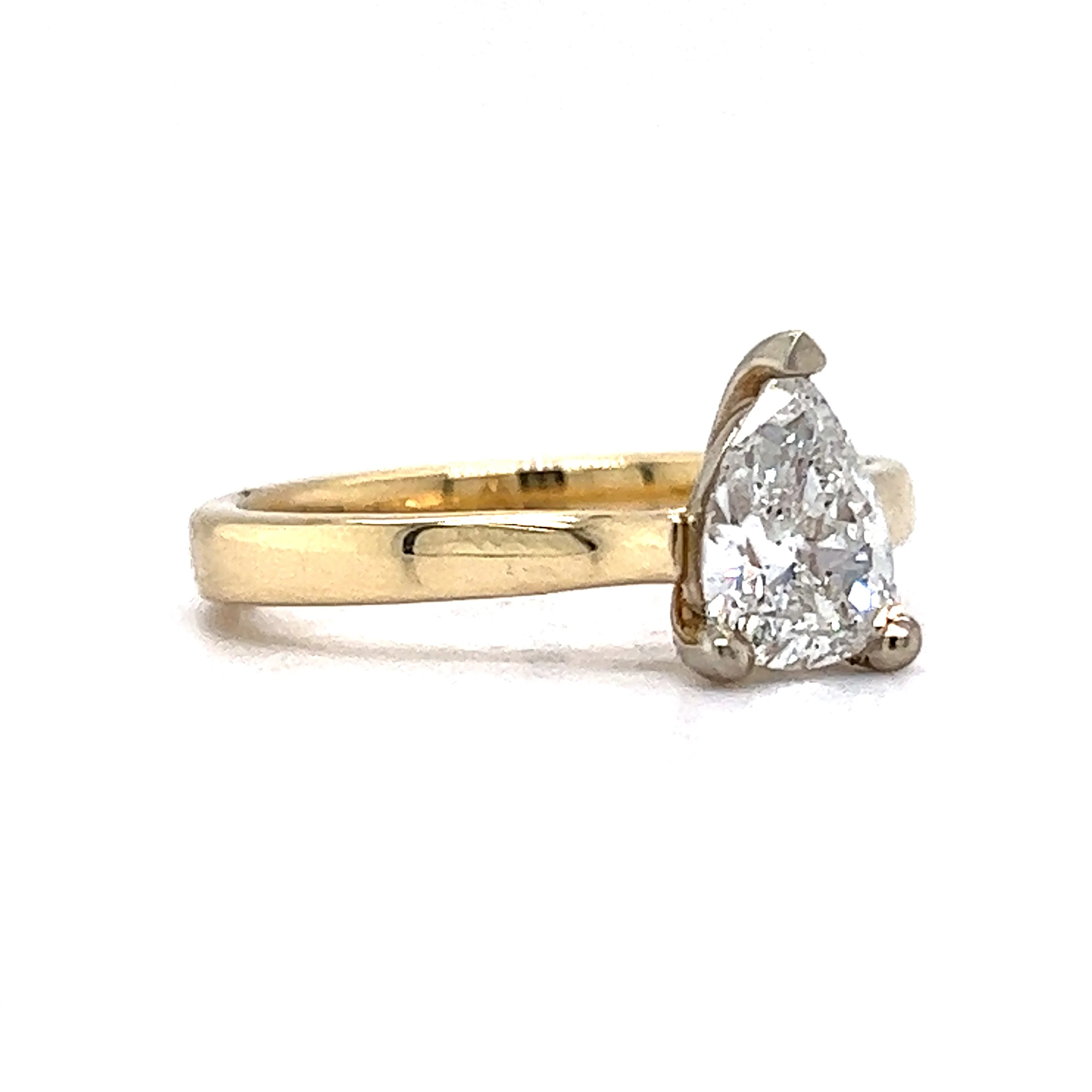 .94 Pear Cut Diamond Solitaire Engagement Ring in 14K Yellow Gold - Image 3