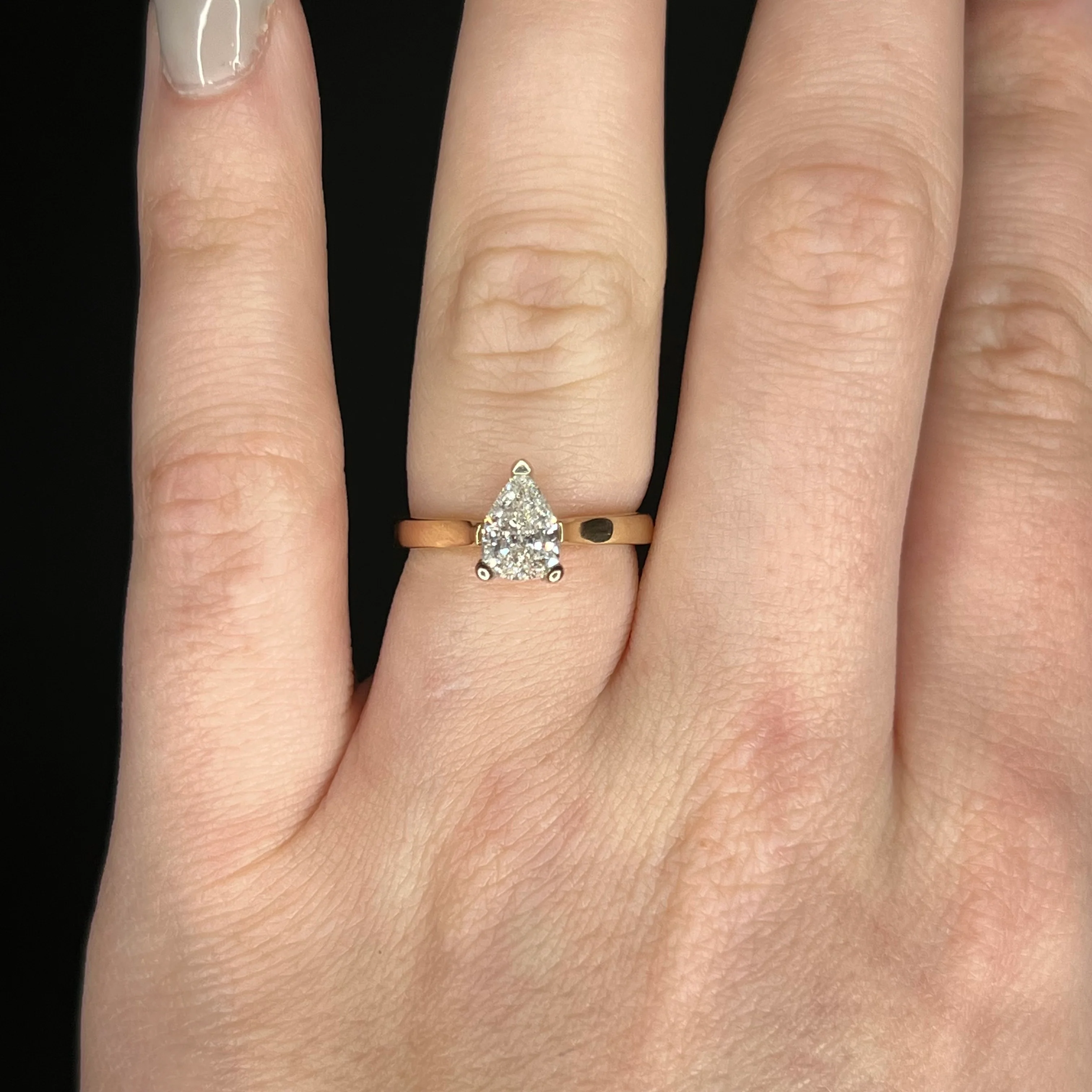 .94 Pear Cut Diamond Solitaire Engagement Ring in 14K Yellow Gold - Image 6