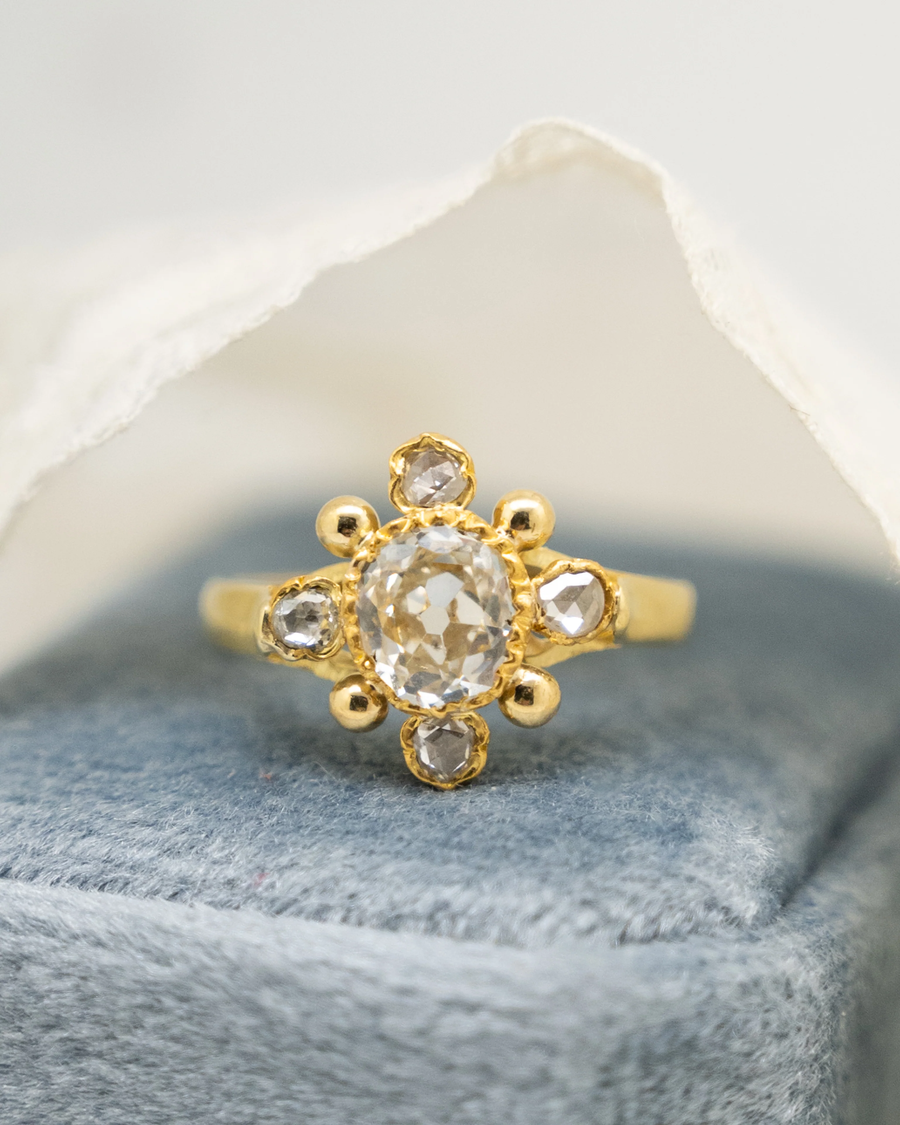 .95 Old Mine Diamond Halo Engagement Ring in 18k - Image 6