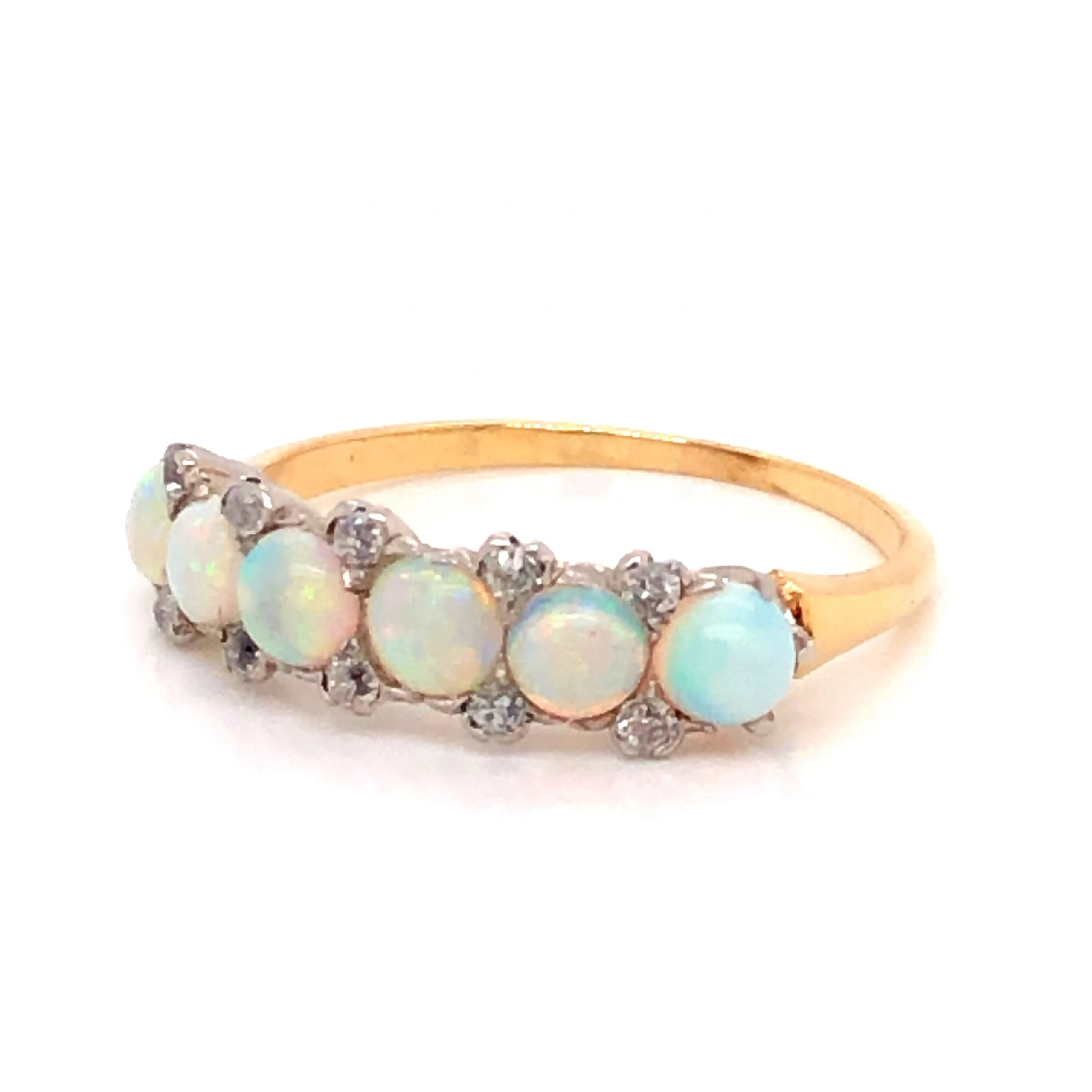 .96 Victorian Opal & Diamond Cocktail Ring 14k Yellow and White Gold - Image 2