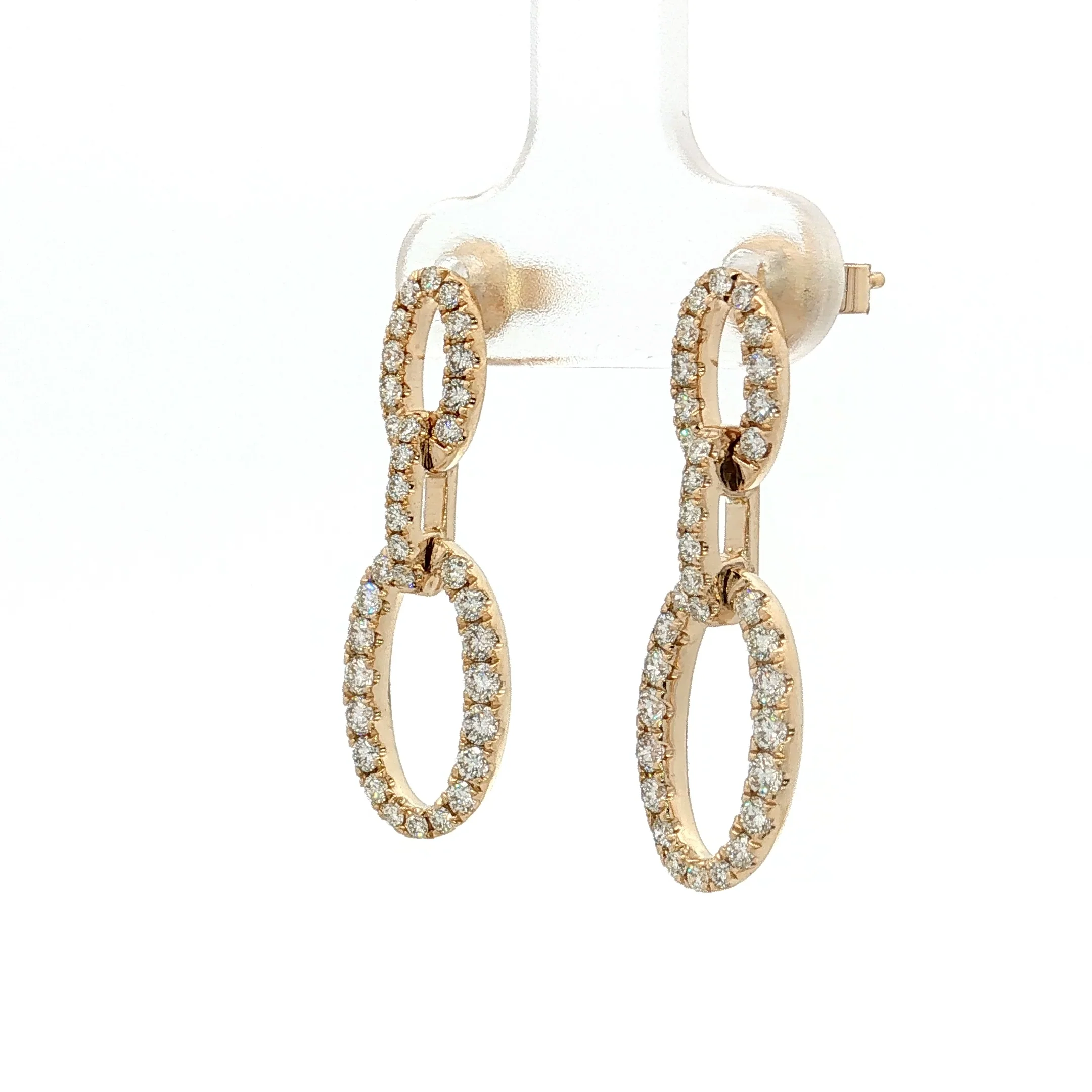 .97 Diamond Oval Link Drop Earrings 14k Yellow Gold - Image 2