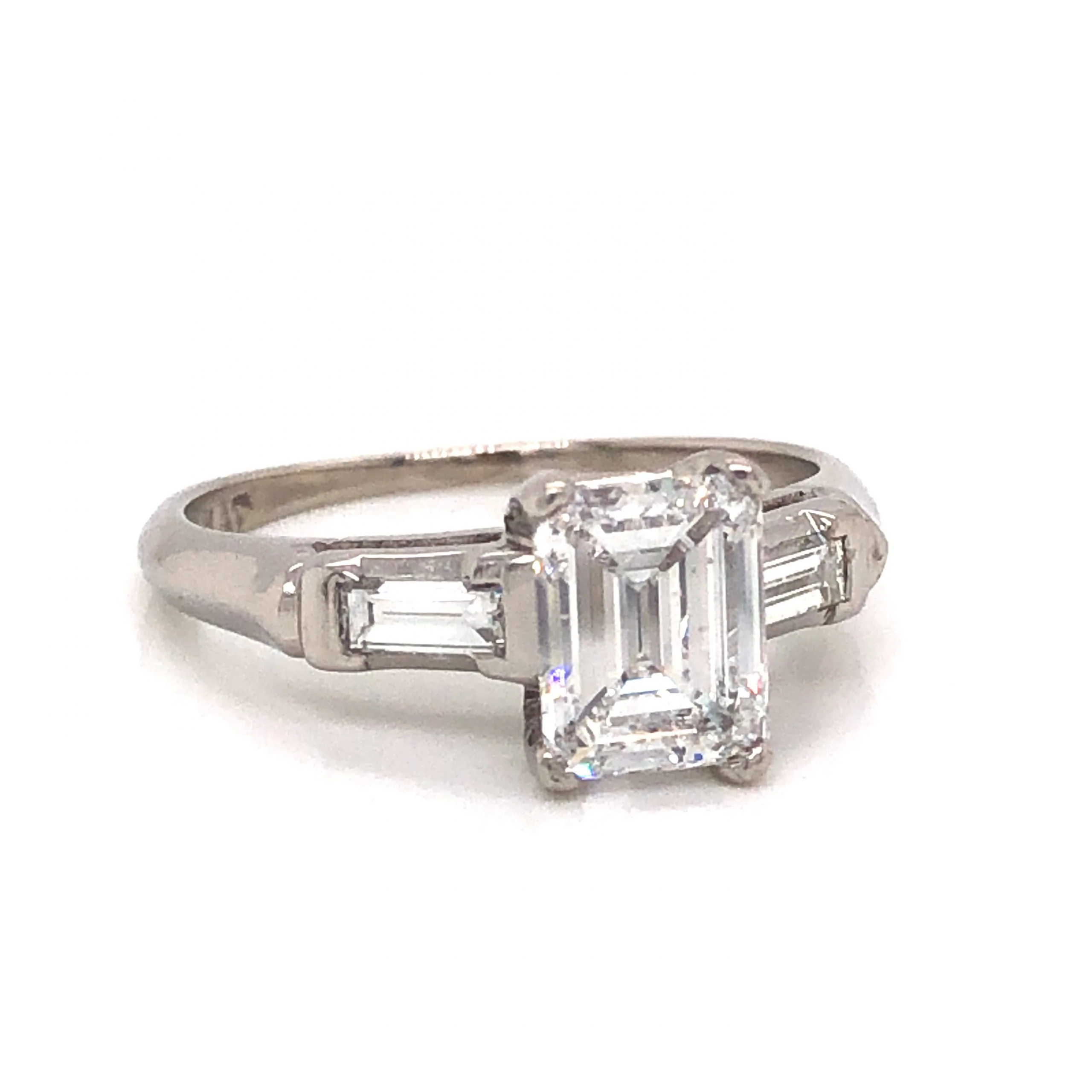 .97 Emerald Cut Art Deco Diamond Engagement Ring in Platinum - Image 3