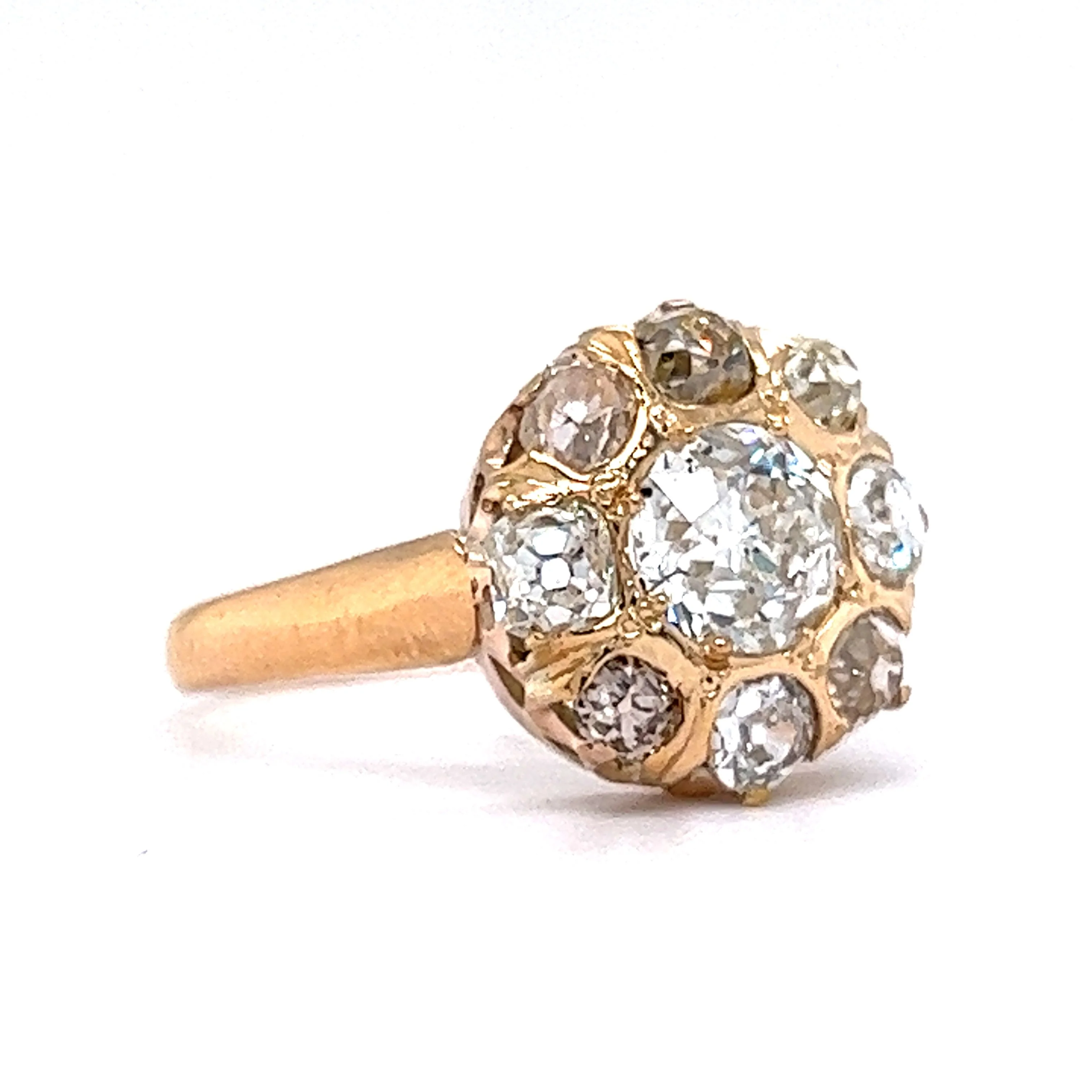 .97 Victorian Diamond Cluster Engagement Ring in 18k Yellow Gold - Image 3