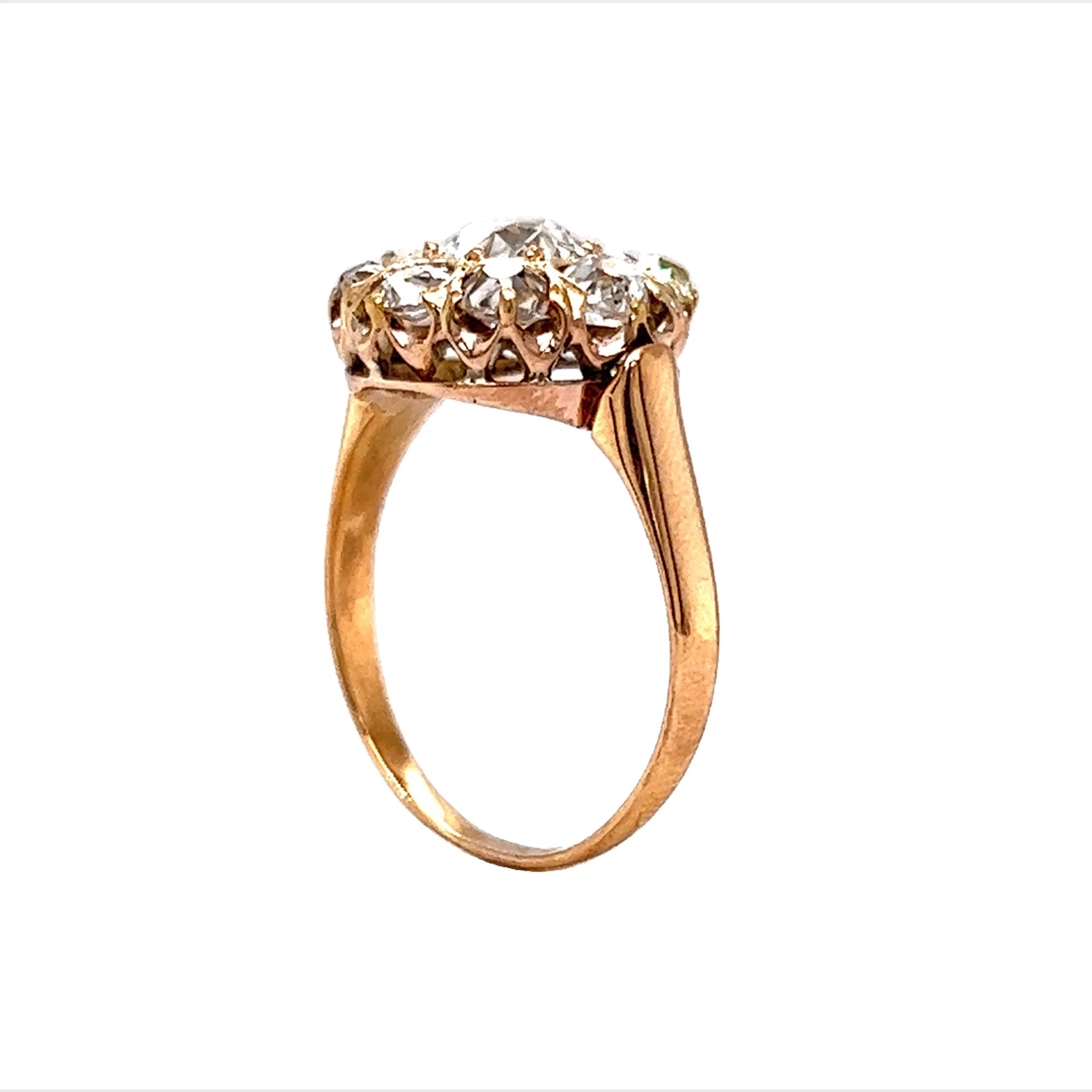 .97 Victorian Diamond Cluster Engagement Ring in 18k Yellow Gold - Image 4