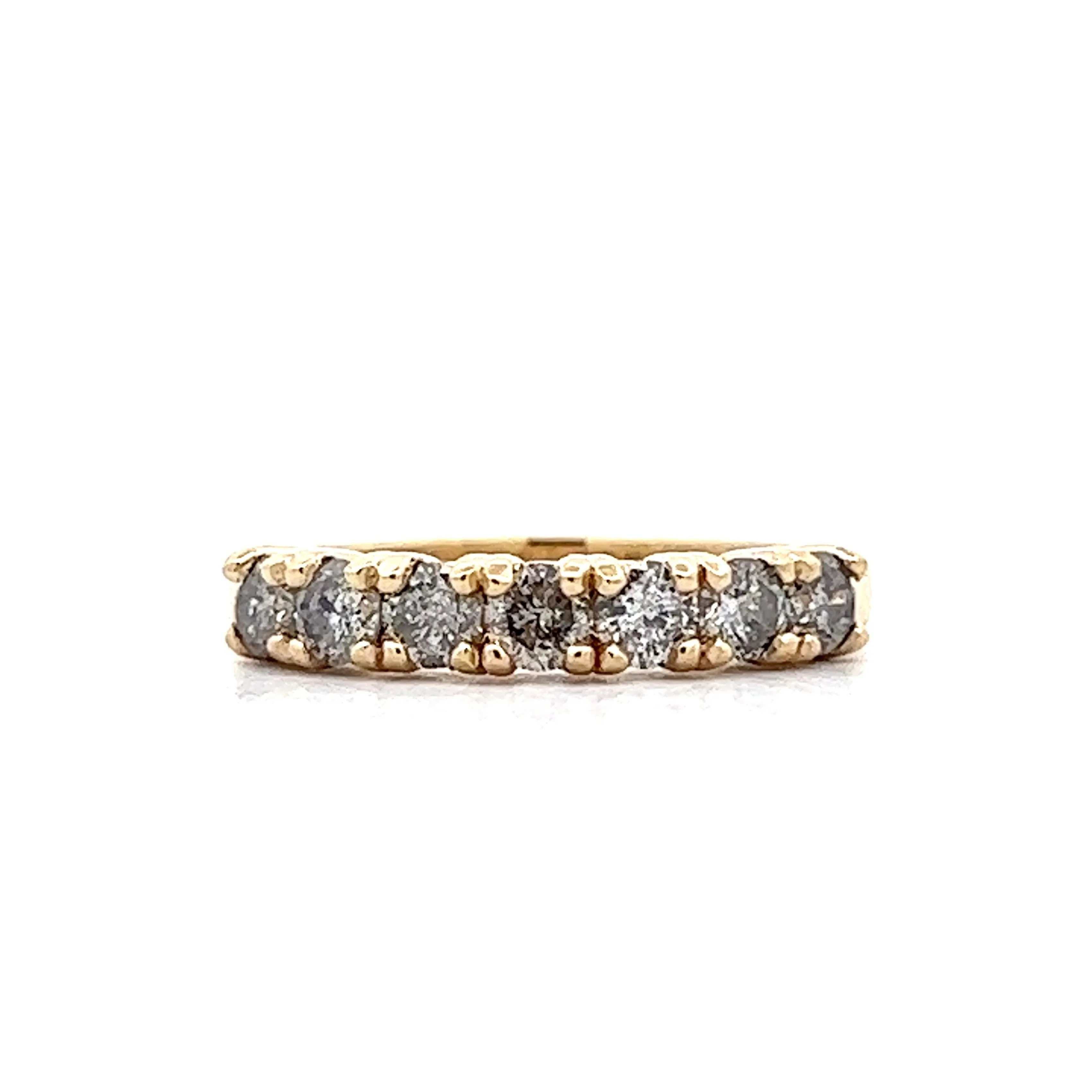 .98 Grey Diamond Wedding Band in 14k Yellow Gold