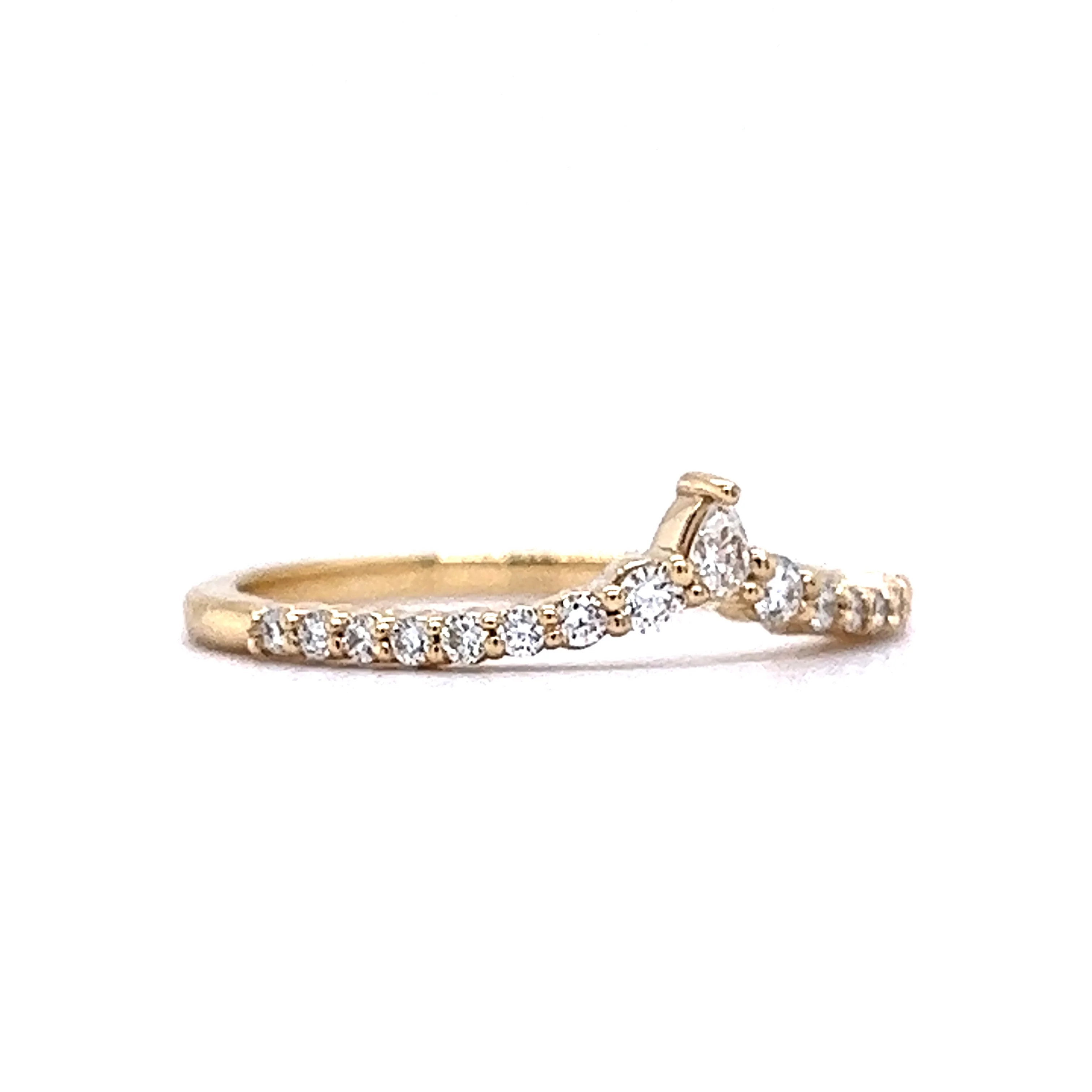 Accented Contour Diamond Wedding Band in 14k Yellow Gold - Image 3