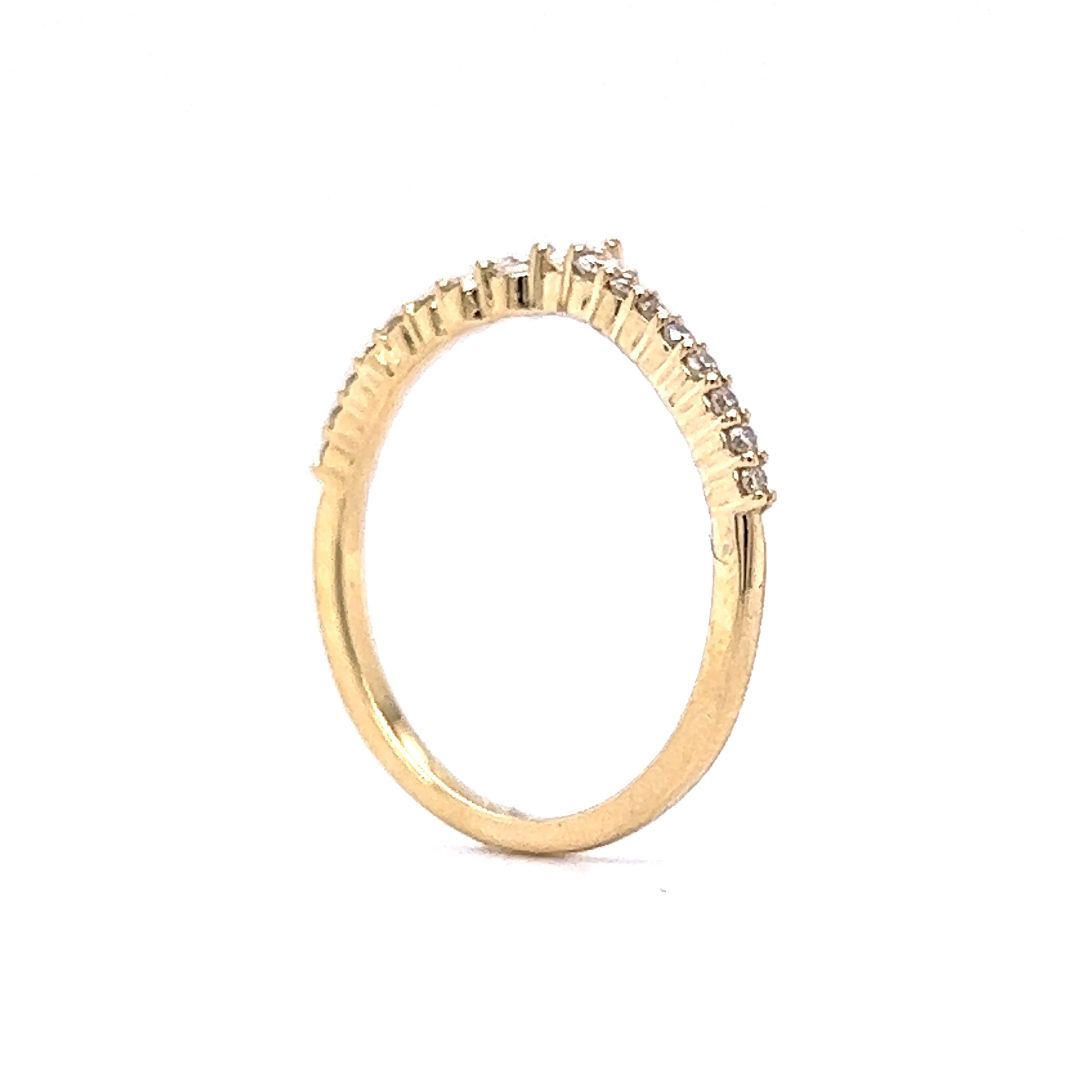 Accented Contour Diamond Wedding Band in 14k Yellow Gold - Image 5