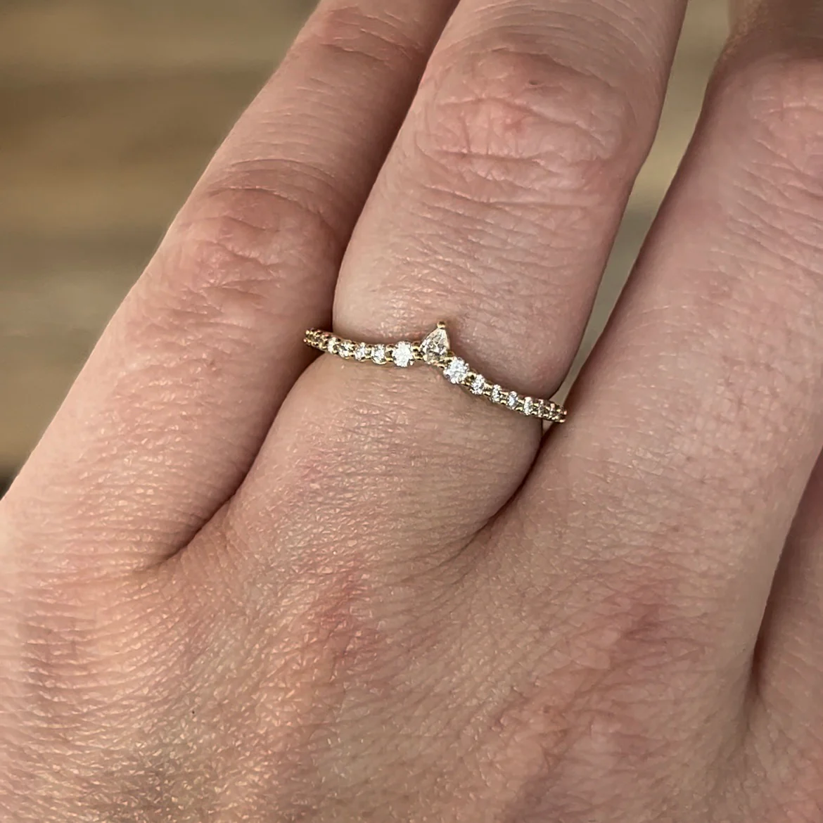 Accented Contour Diamond Wedding Band in 14k Yellow Gold - Image 6