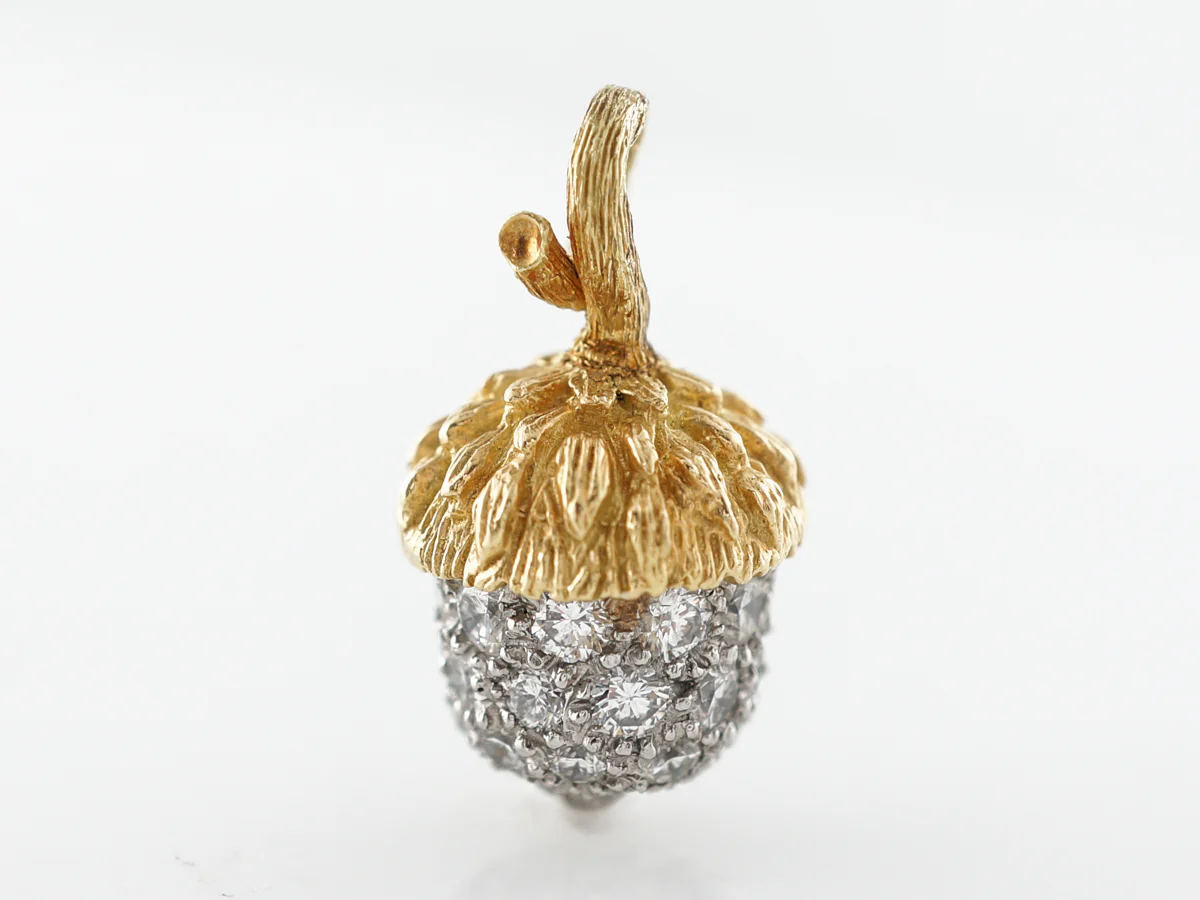 Acorn Pendant w/Pave Diamond in 18k & Platinum - Image 3