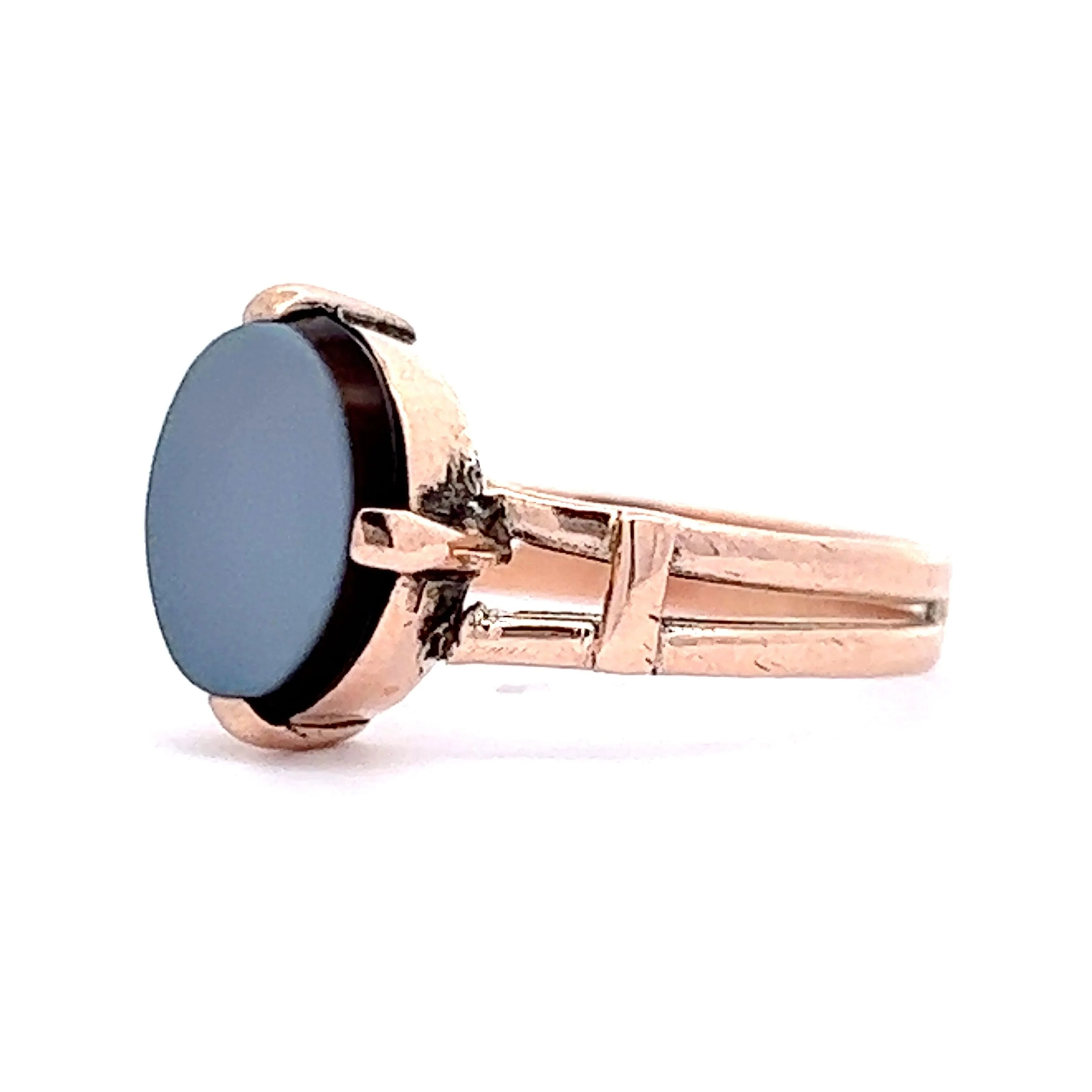 Blue Agate Cabochon Statement Ring in Yellow Gold - Image 2