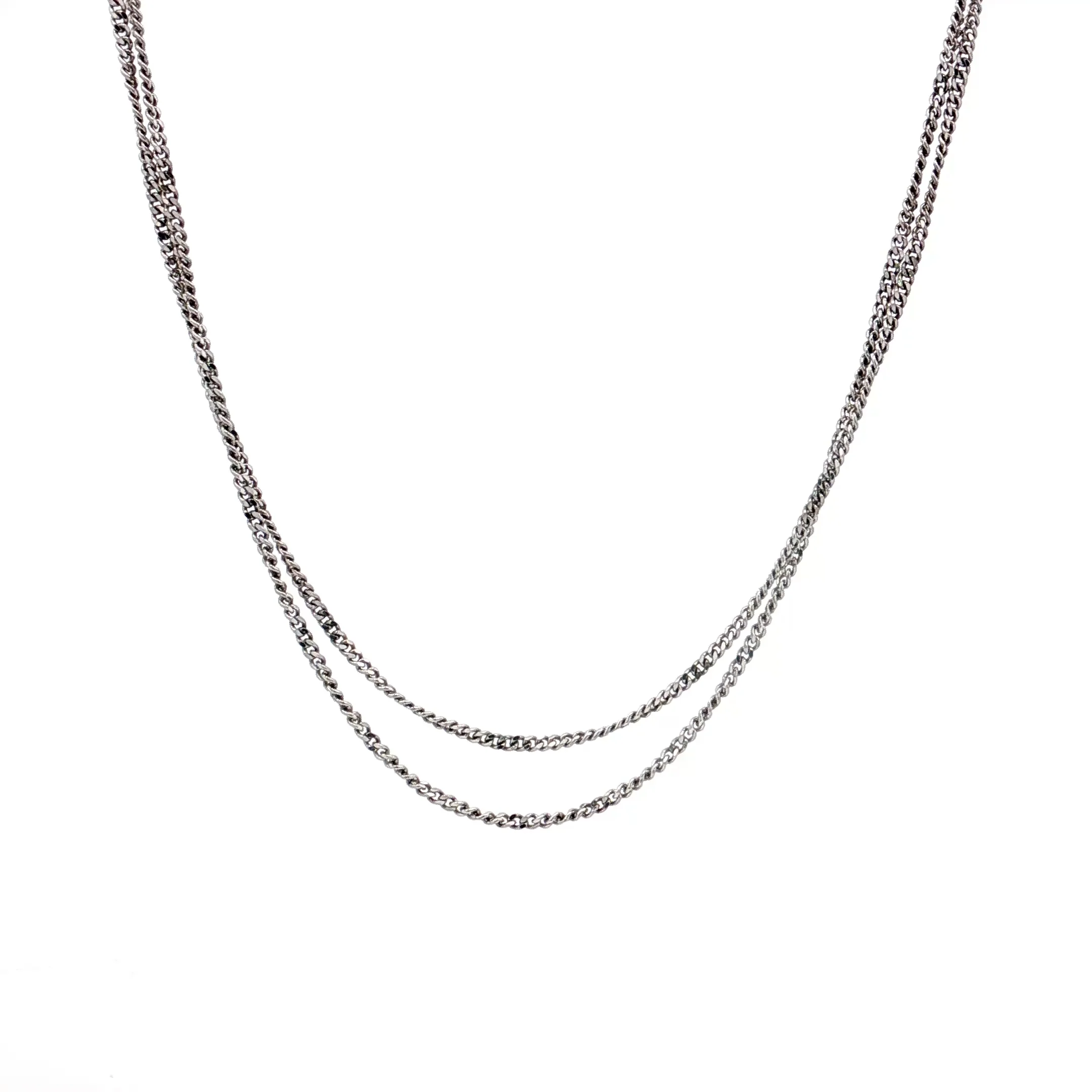 Alfieri St John Double Chain Necklace 18k White Gold