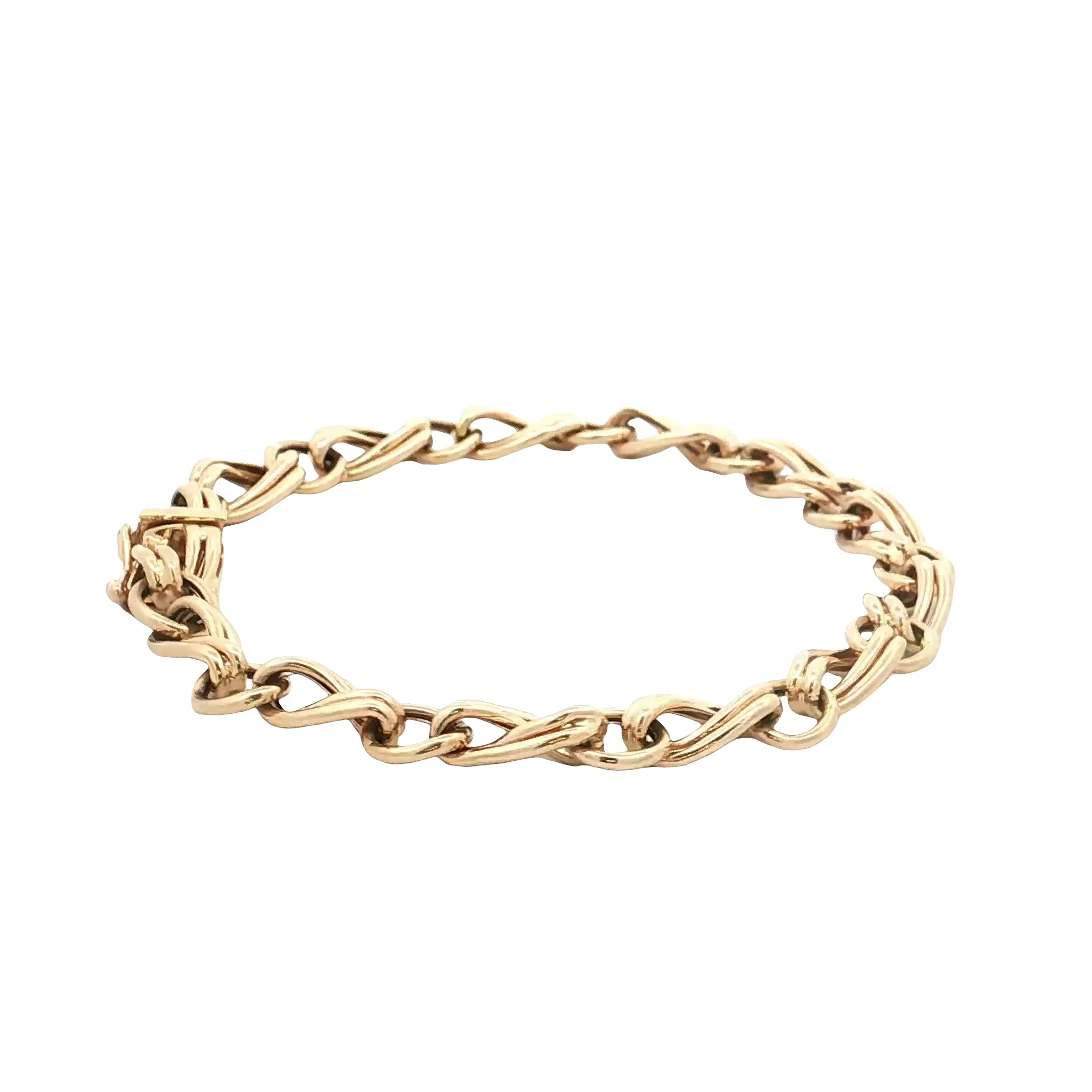 Alternating Twisted Link Chain Bracelet 14k Yellow Gold - Image 3