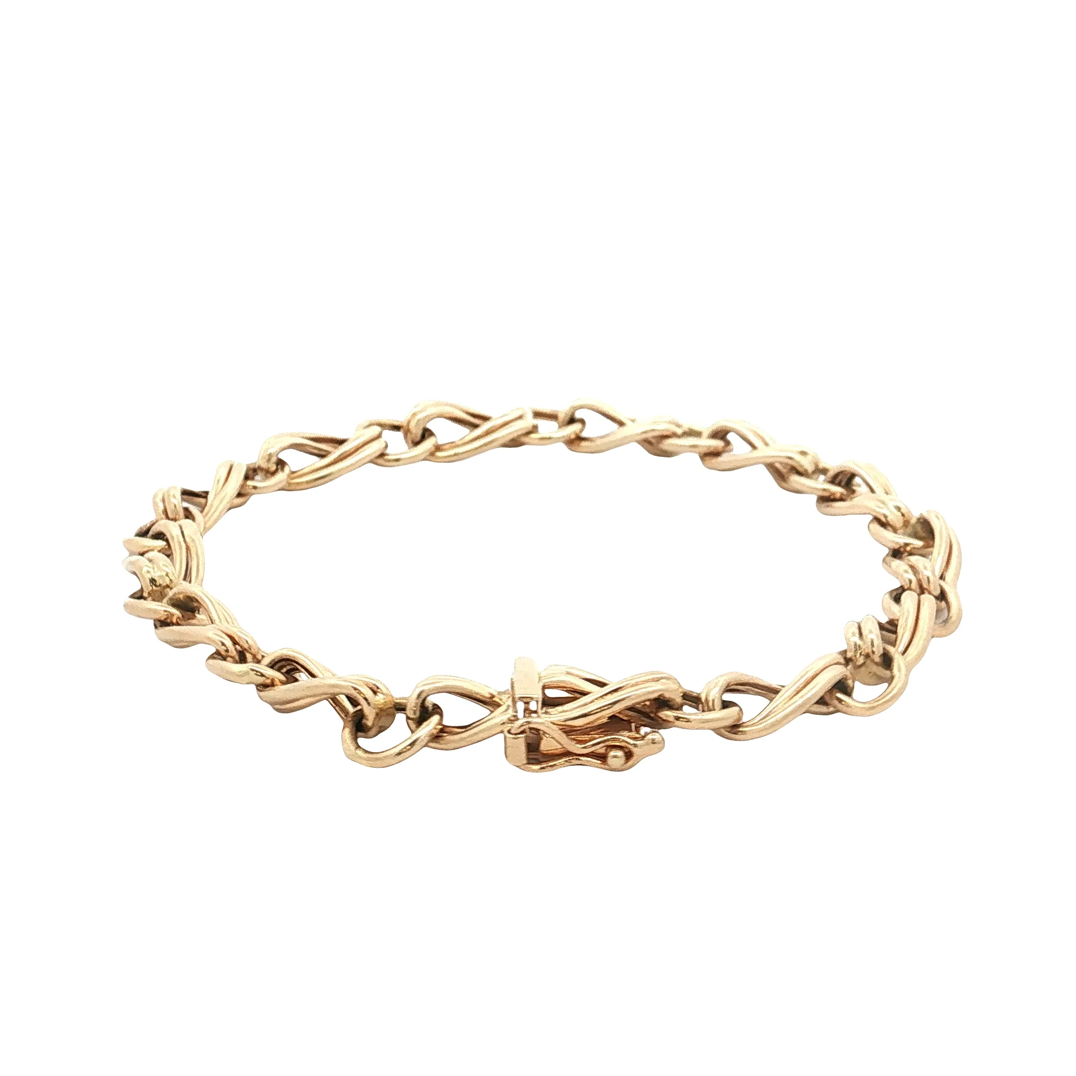 Alternating Twisted Link Chain Bracelet 14k Yellow Gold - Image 4