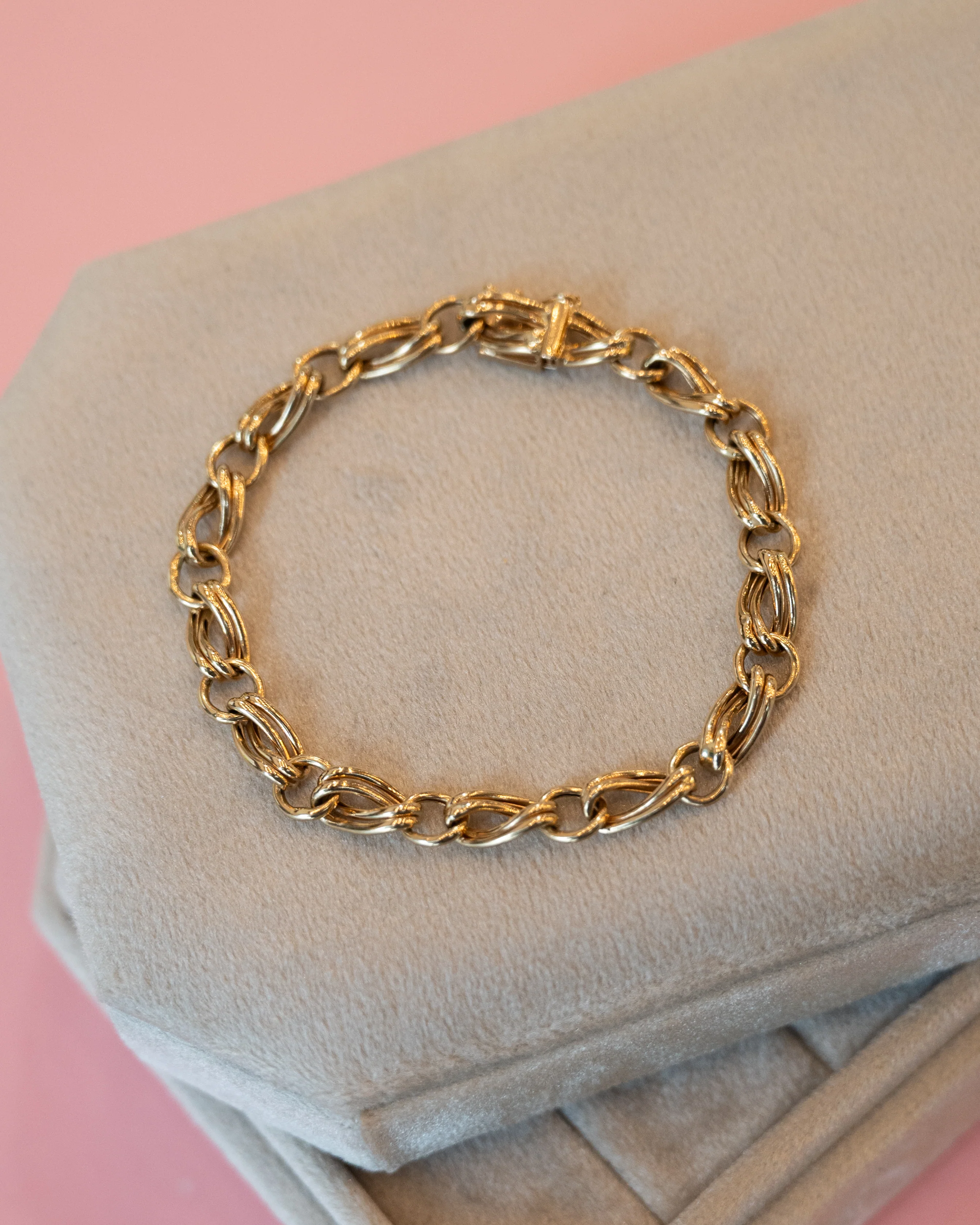 Alternating Twisted Link Chain Bracelet 14k Yellow Gold - Image 5