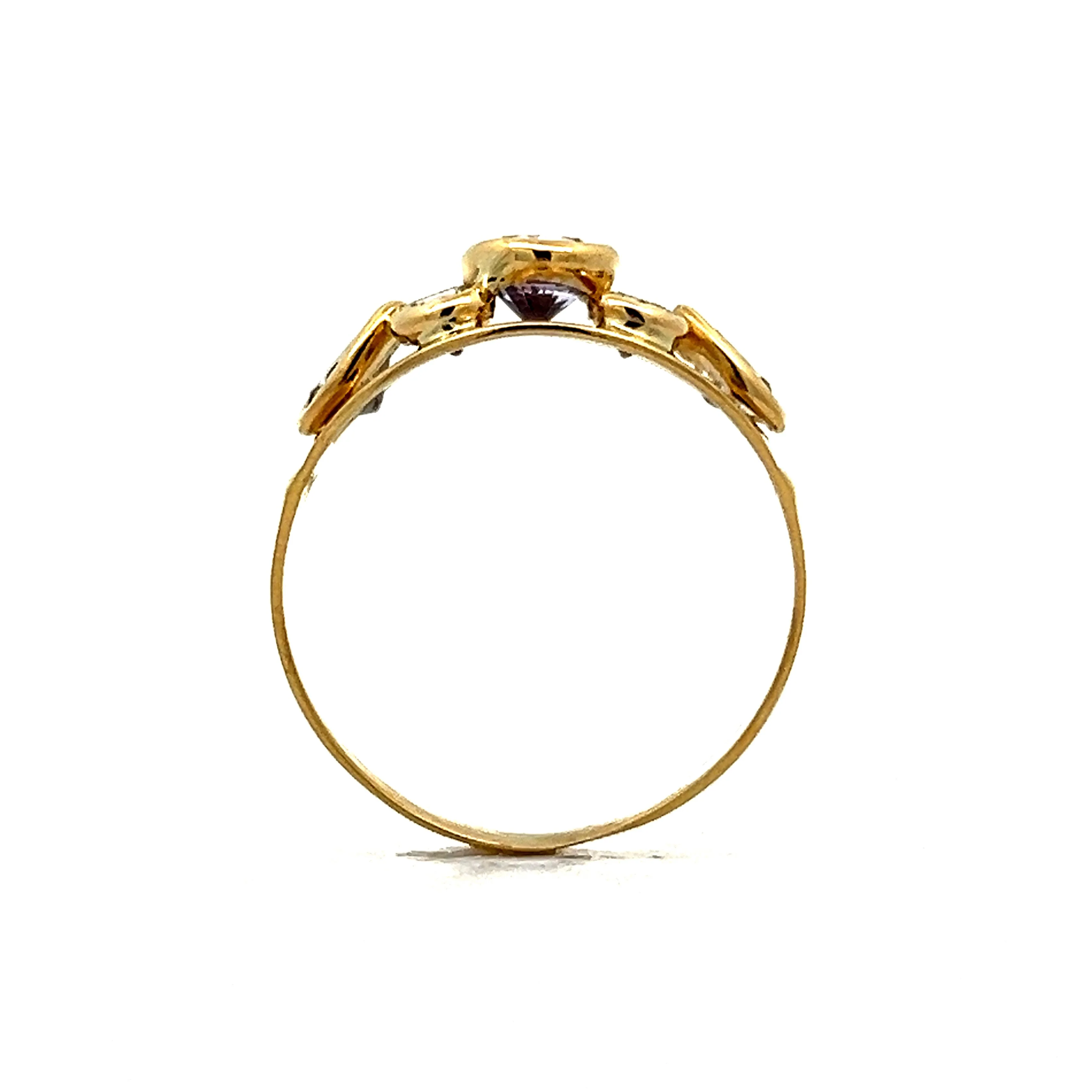 Amethyst & Diamond Cocktail Ring in Yellow Gold - Image 4